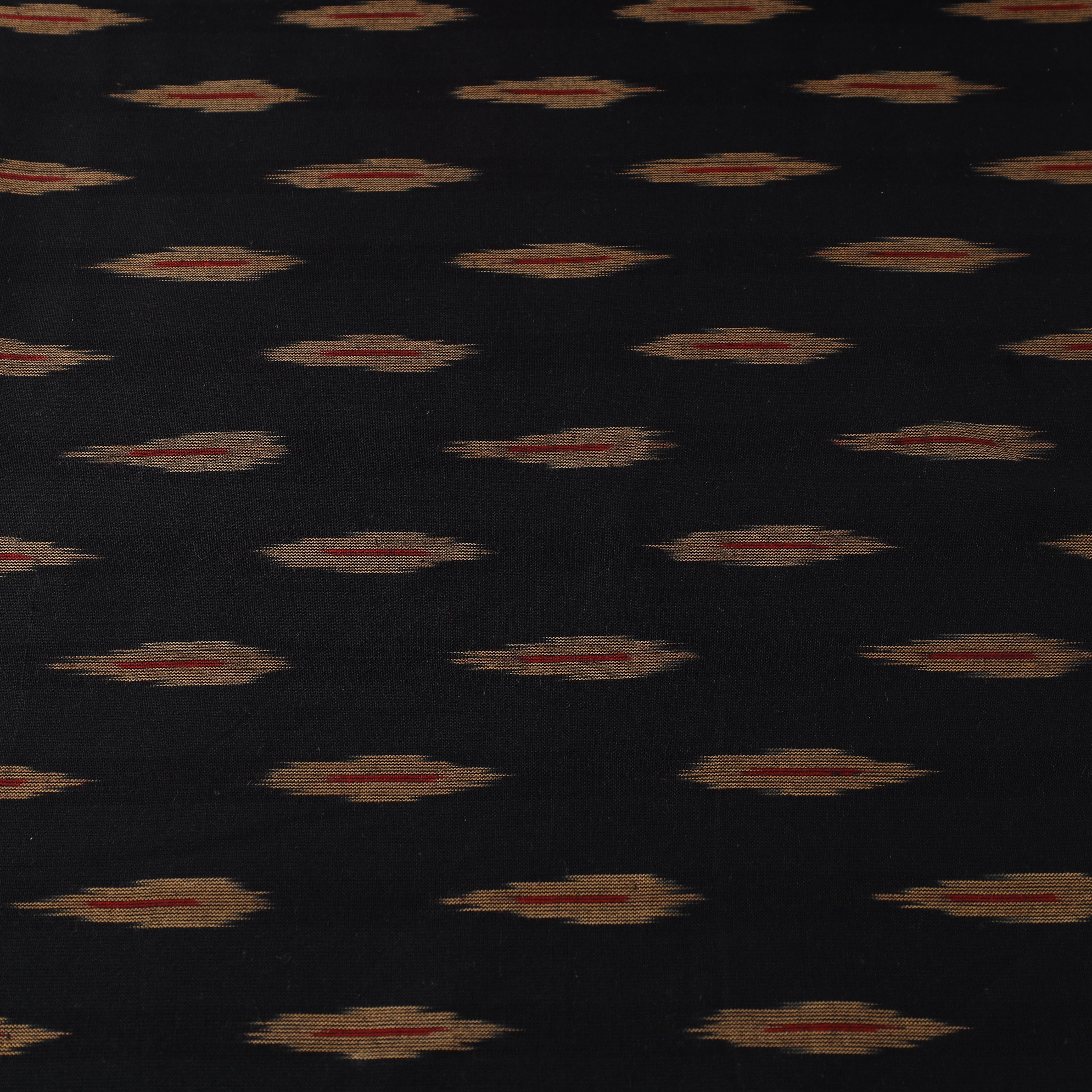 SOUTH KARGHA Black with Beige leaf butta Cotton Pochampally Ikat Fabric - view 4