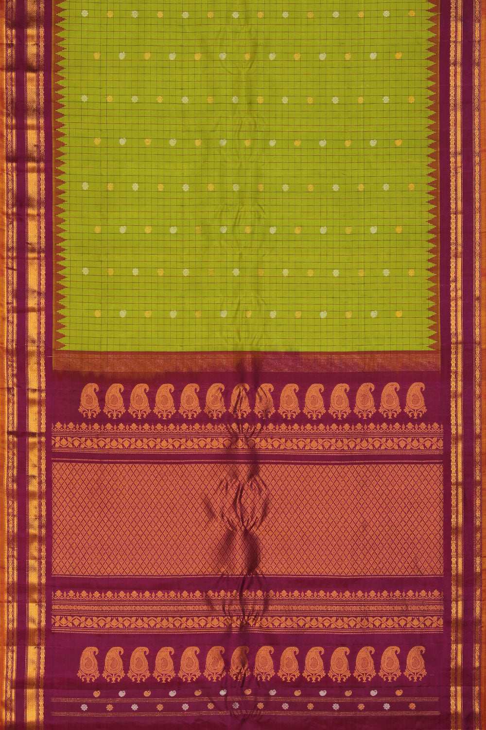 Kalanjali Gadwal Silk Green Saree – Women's - view 3