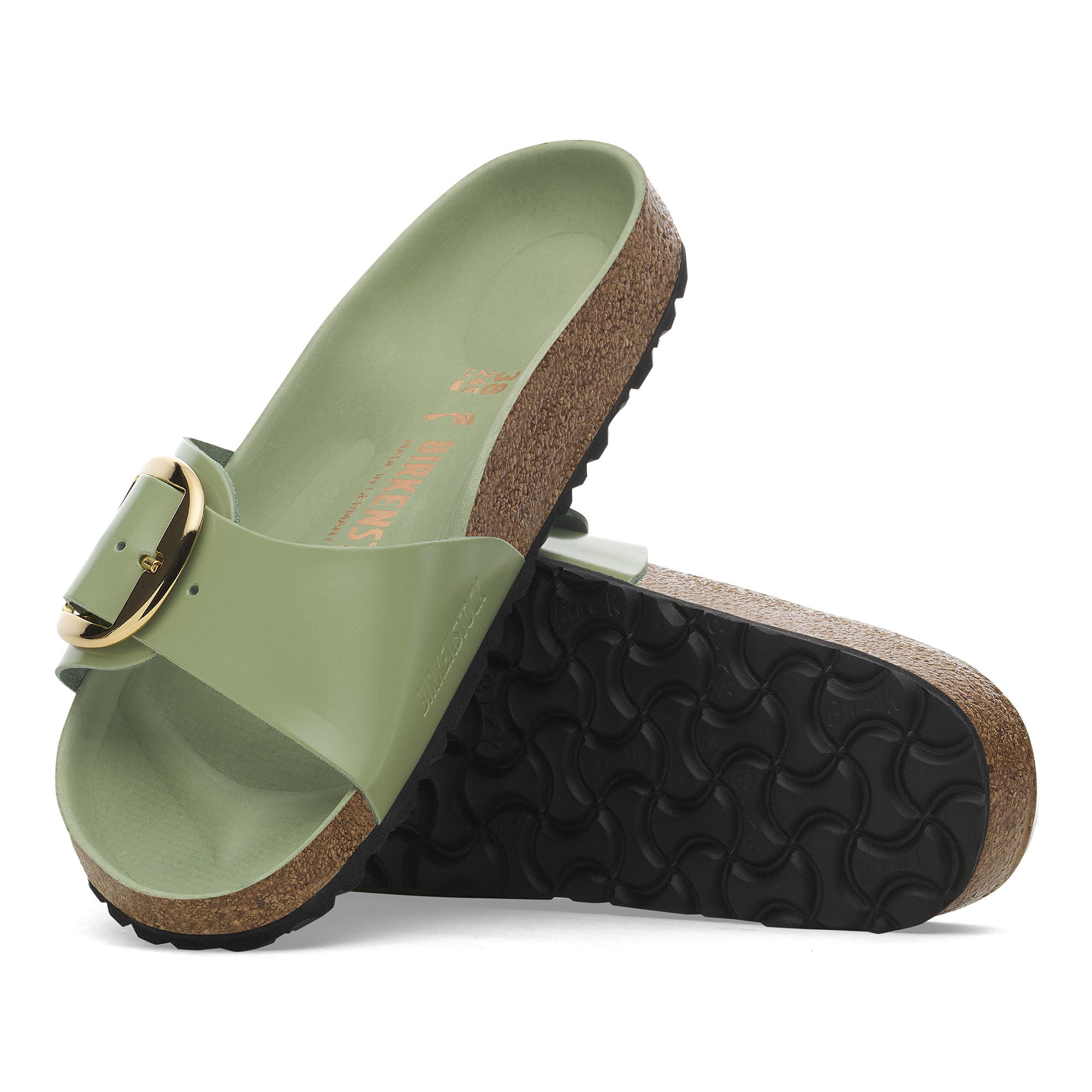 Birkenstock Madrid Big Buckle Natural Leather Patent