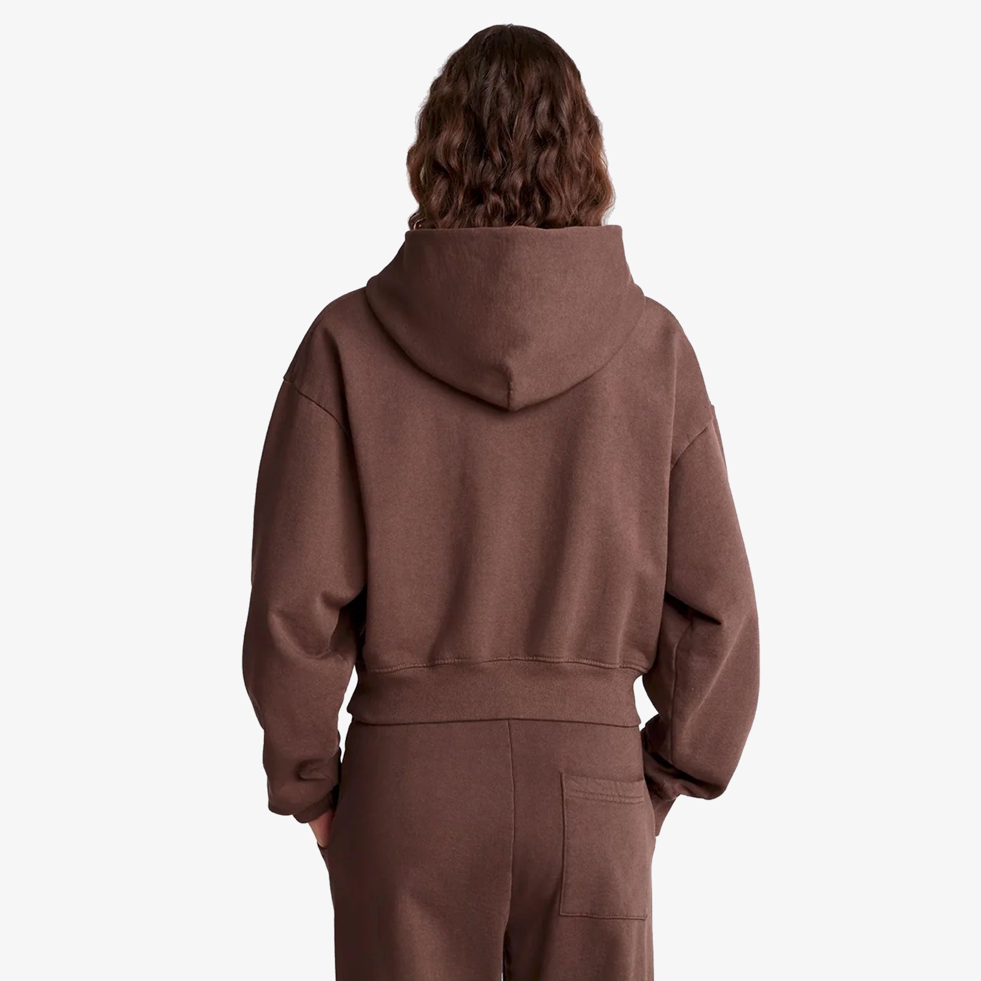 Sporty & Rich | H&w Crest Cropped Hoodie { Brown - view 2