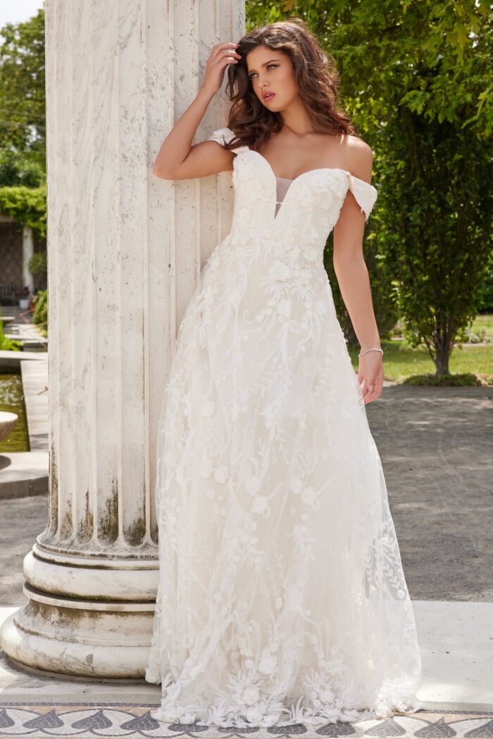 Jovani JB220002 Bridal Gown Long 3D Floral Applique Wedding Dress