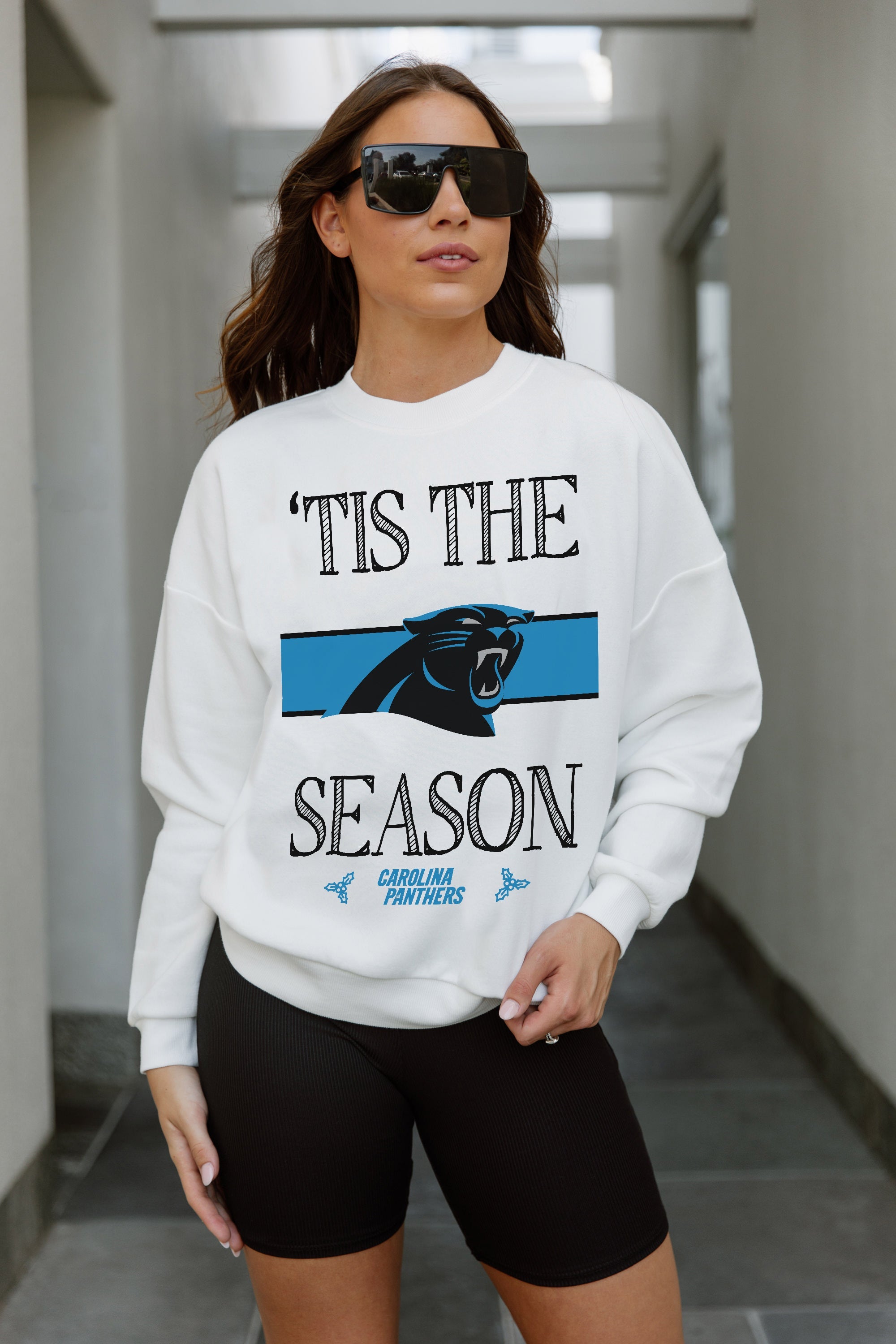 GC X NFL Carolina Panthers Touchdown Tidings Drop Shoulder Crewneck Sweatshirt - view 4