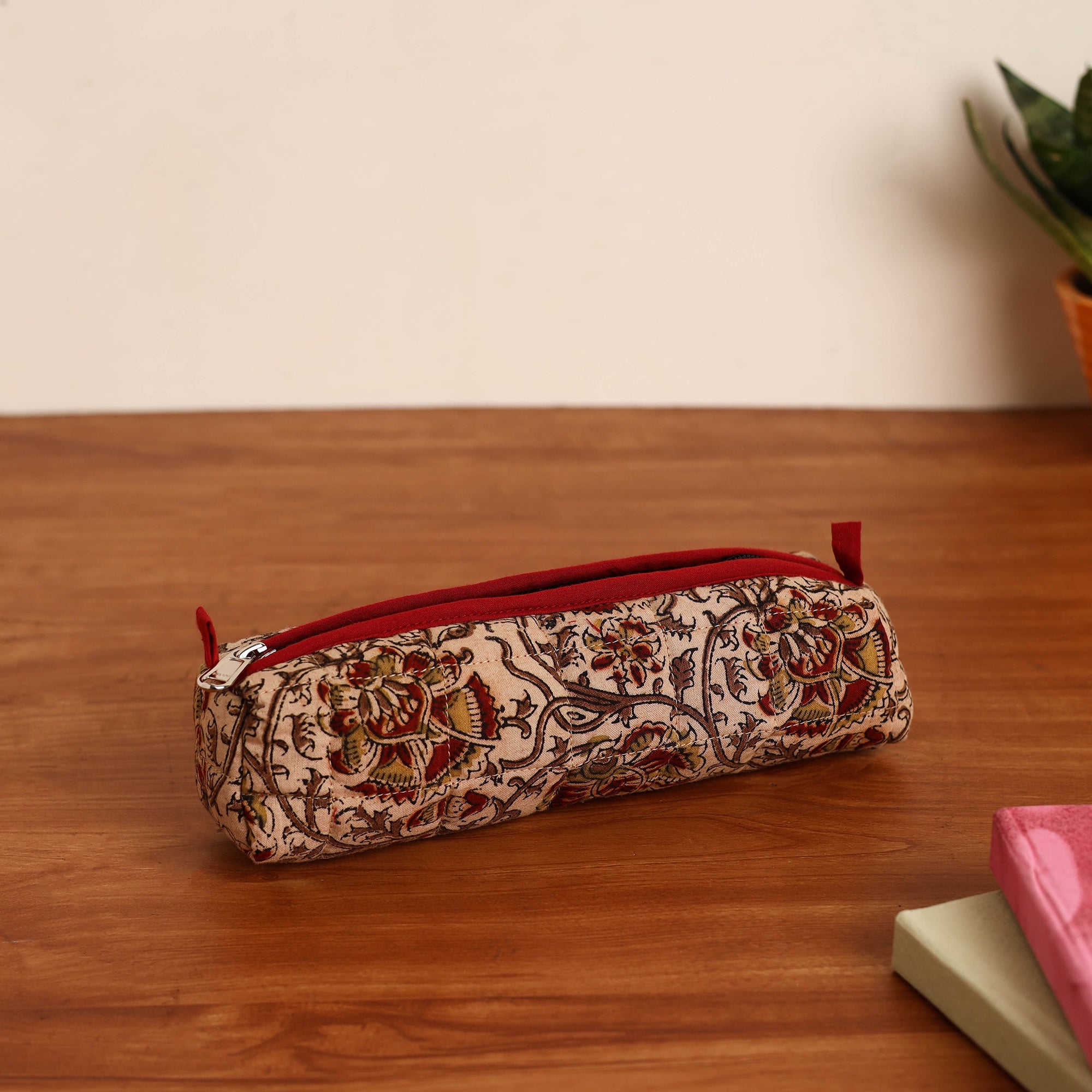 NOORI BAZAR Beige - Handmade Quilted Cotton Pencil Pouch 22