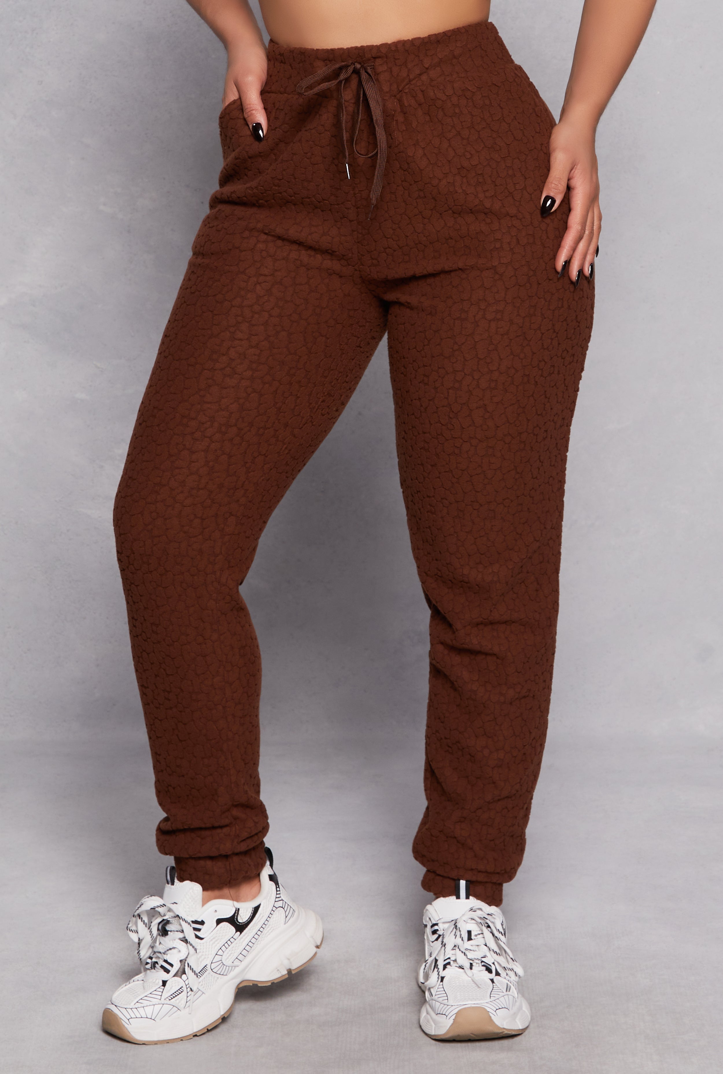Rainbow Shops Leopard Textured Knit Joggers – Women's - view 2
