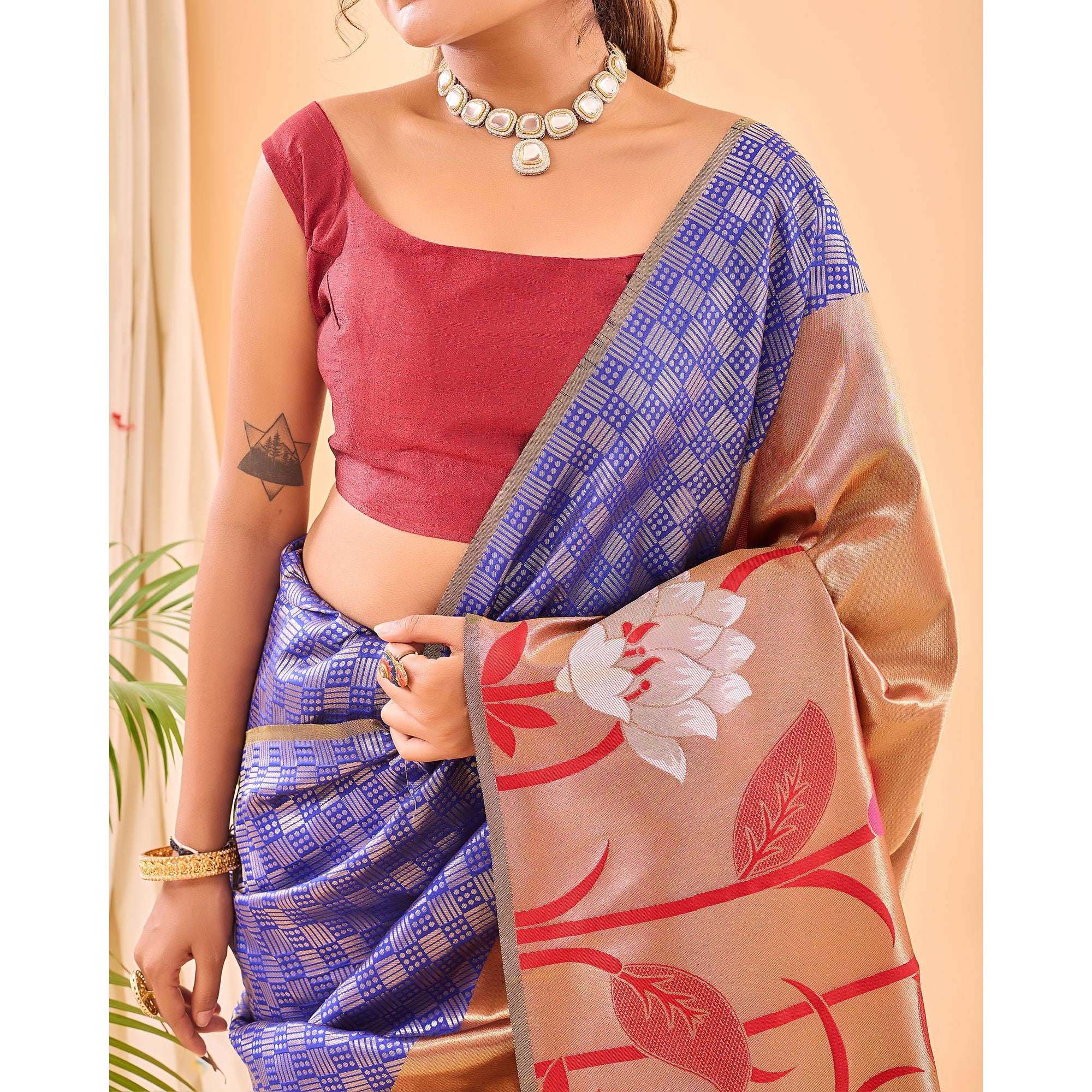 TASARIKA COUTURE Blue - Fulrani Violet Paithani Silk Handwork Saree - view 5