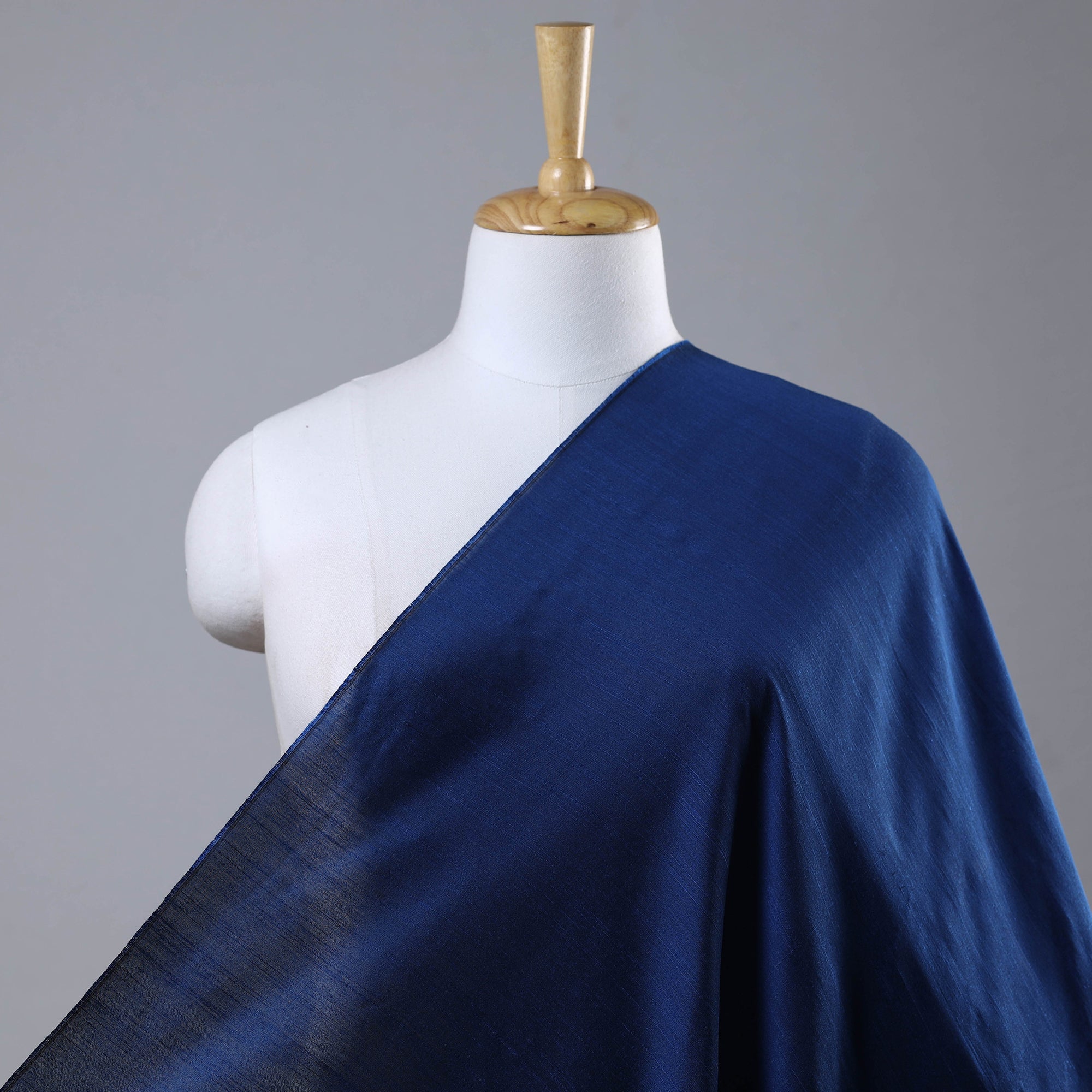 ITOKRI CRAFTS INITIATIVE Blue - Elegant Slub Silk Plain Fabric