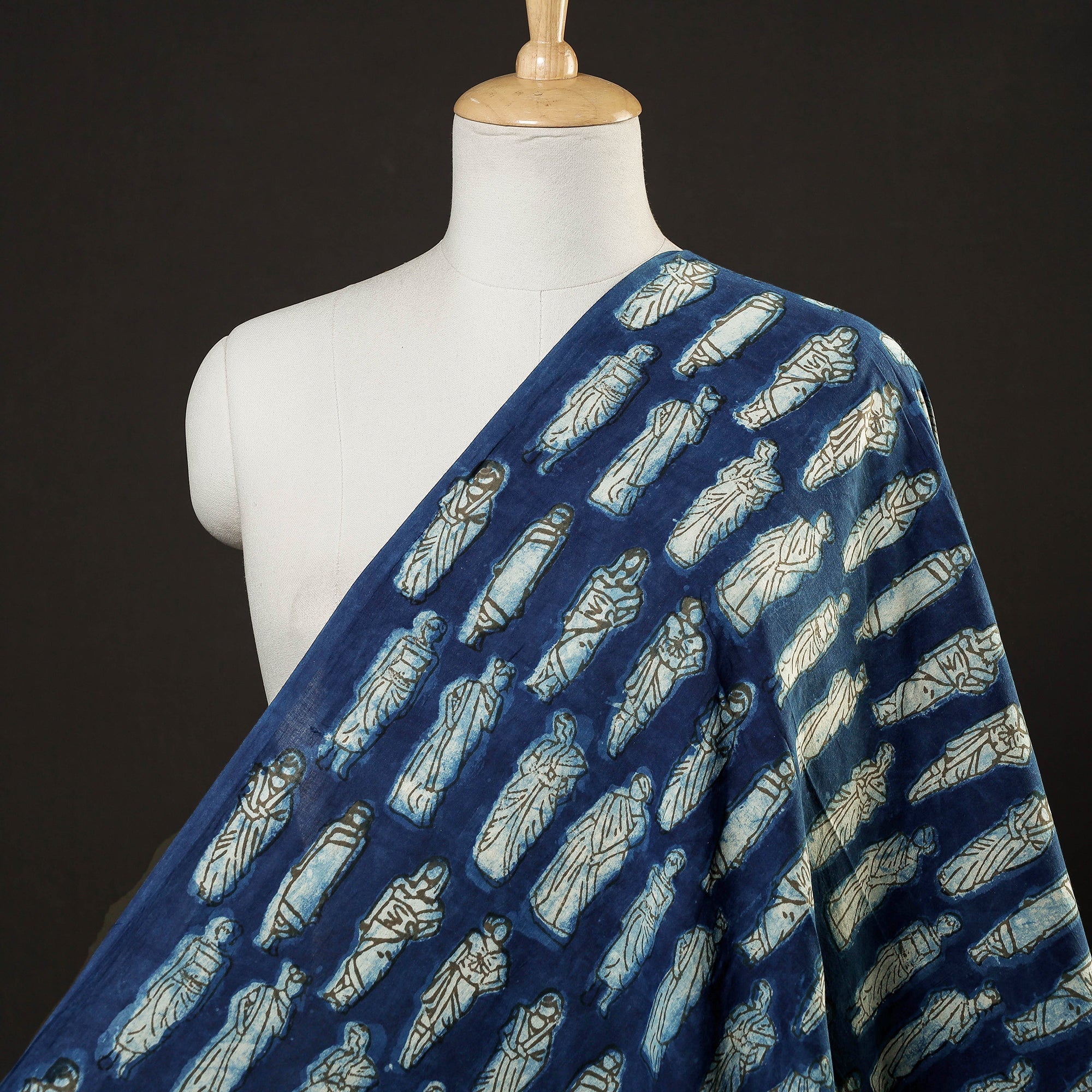 BINDAAS UNLIMITED Blue - Bindaas Block Printed Cotton Natural Dyed Fabric