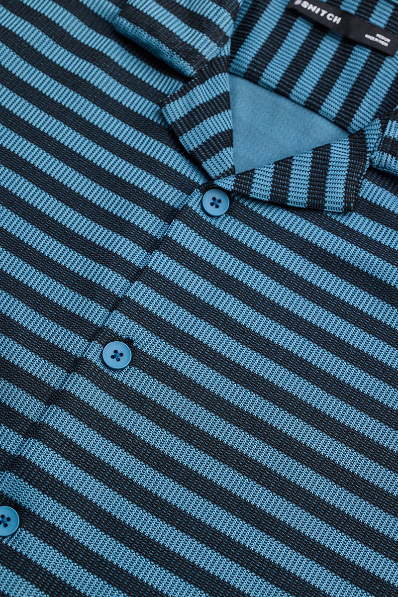SNITCH Blue Textured Stripes Shirt - view 2