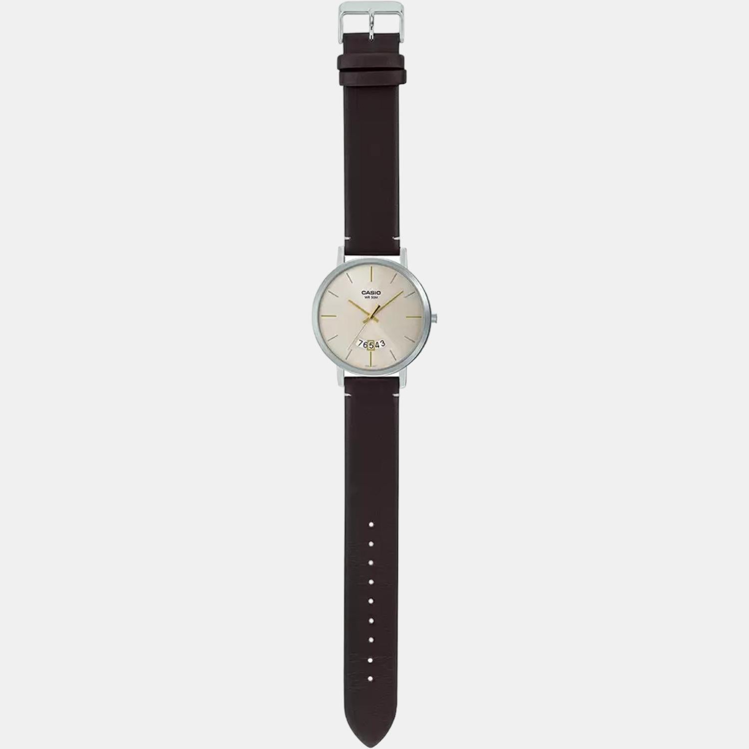 Casio Enticer Men Quartz Beige Dial Analog Leather Watch A1871 - view 6