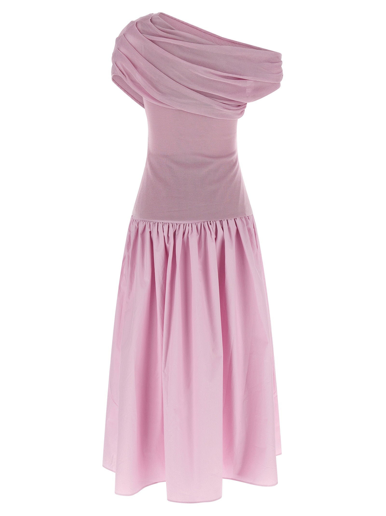 Self-Portrait Pink Cotton Draped Knit Midi Dress - view 2