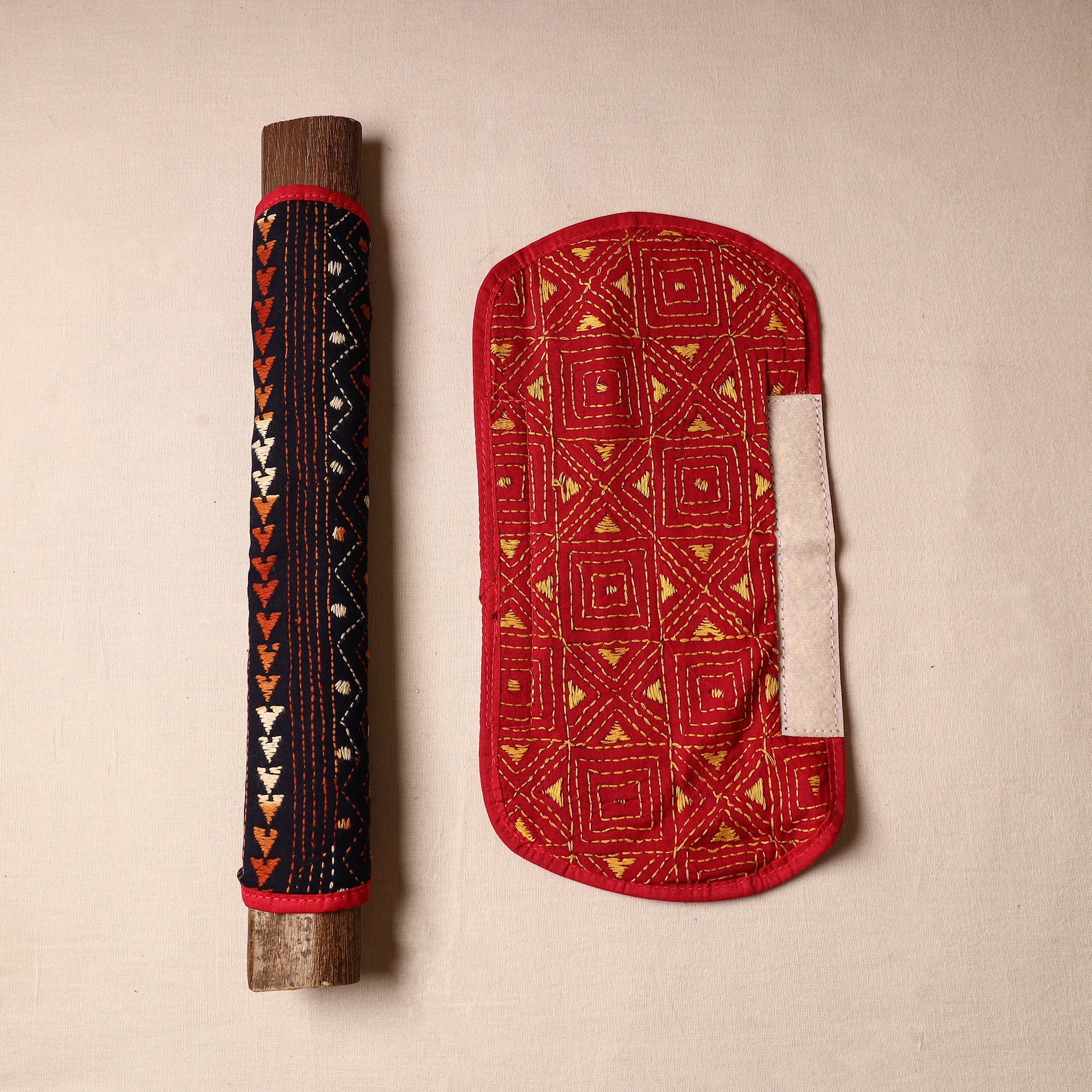 ASALKAAR Bengal Kantha Work Handmade Fridge Handle Cover (Set of 2) 48 - view 2