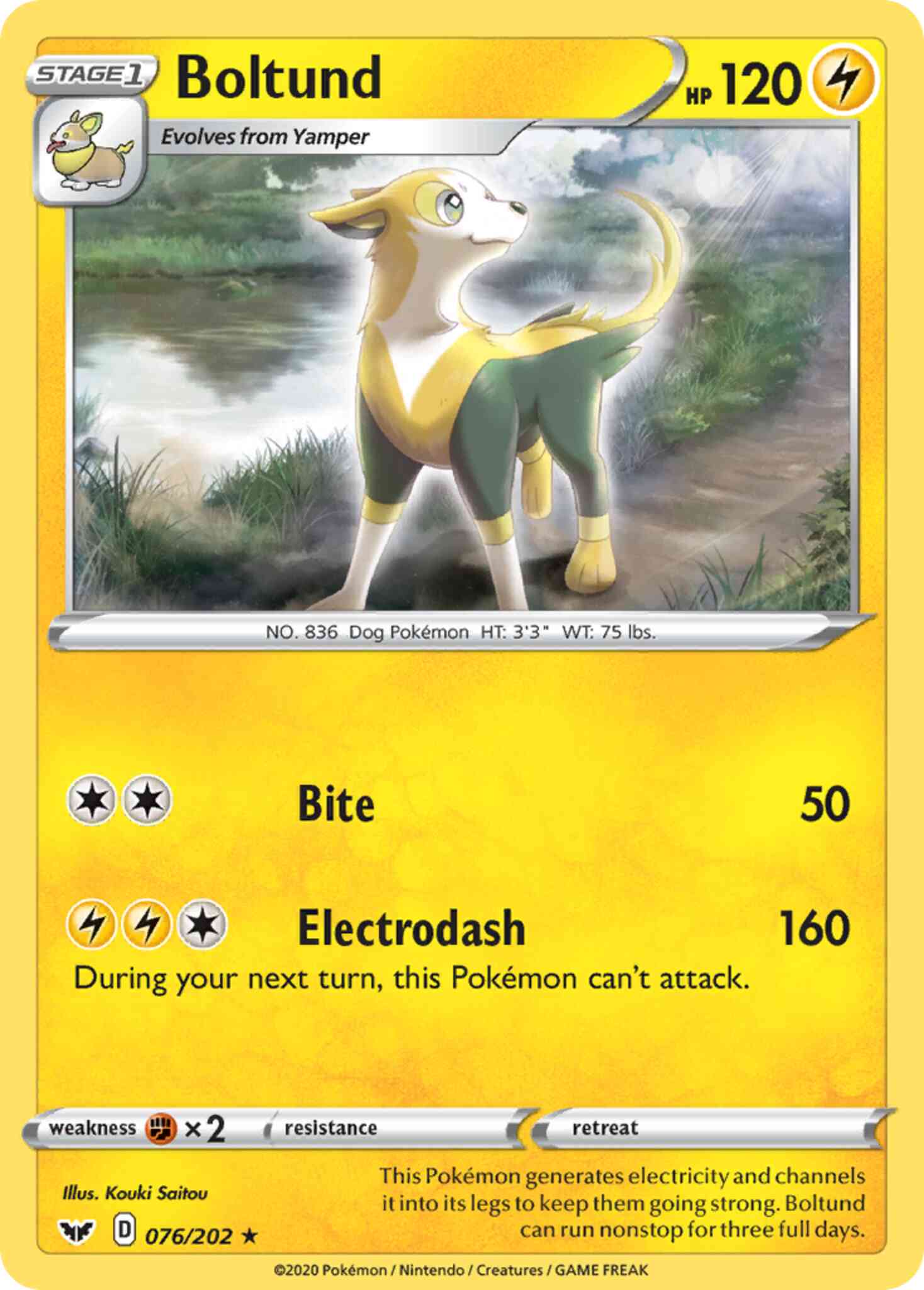 Rare holo swsh1-076 – Pokémon Boltund - 076/202 - Rare Holo [swsh1-076] [Reverse Holo]