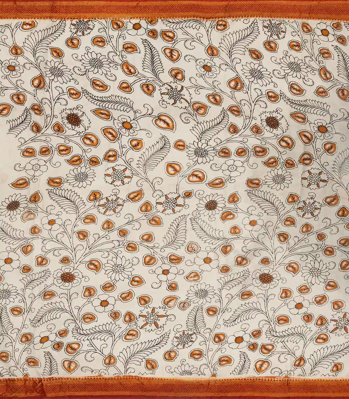 RmKV Black Handloom Kalamkari Cotton Saree With Printed Peacock Motifs - view 4