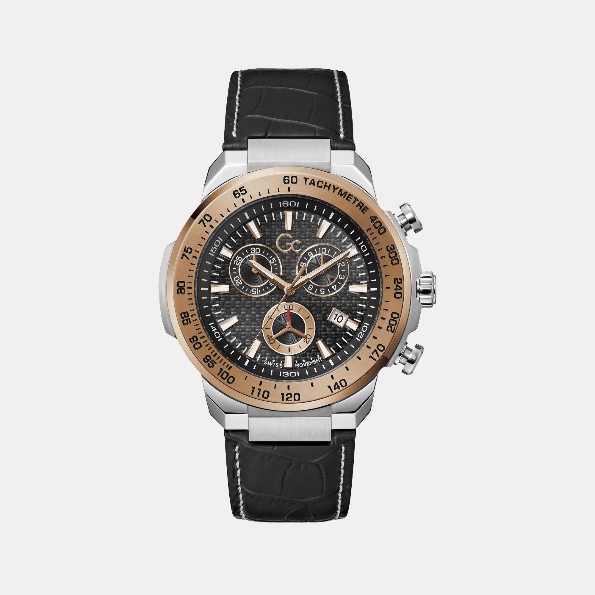 GC First Class Chrono Men Quartz Black Dial Chronograph Leather Watch Z35003G4MF