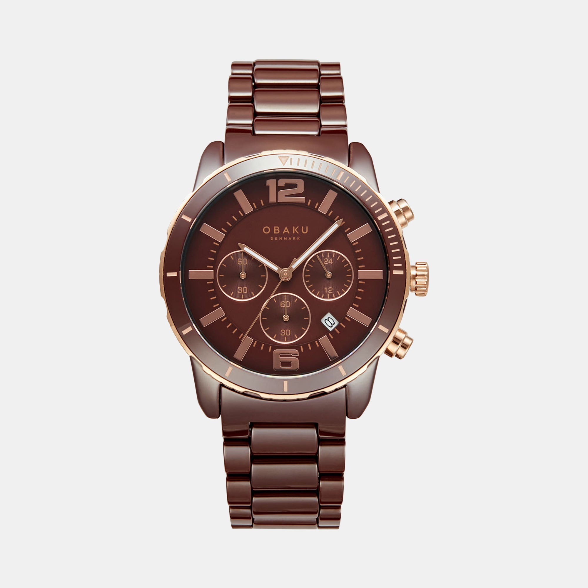Obaku Falk Men Quartz Brown Dial Analog Ceramic Watch V278GCXNCN