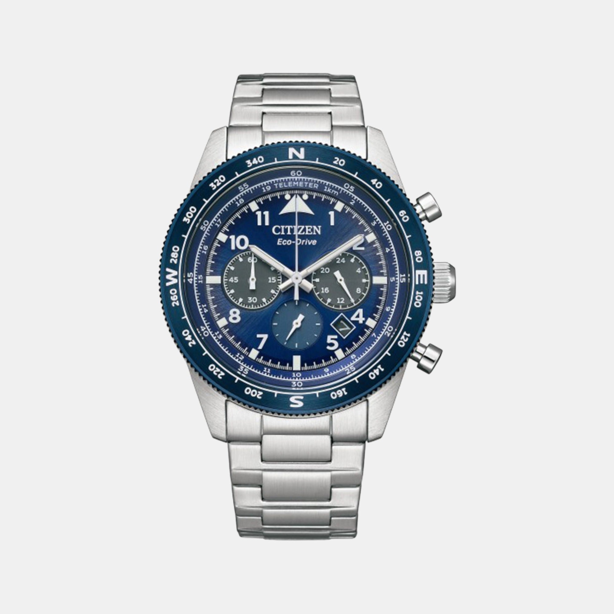 Citizen Eco-Drive Men Eco-Drive Blue Dial Chronograph Stainless Steel Watch CA4554-84L