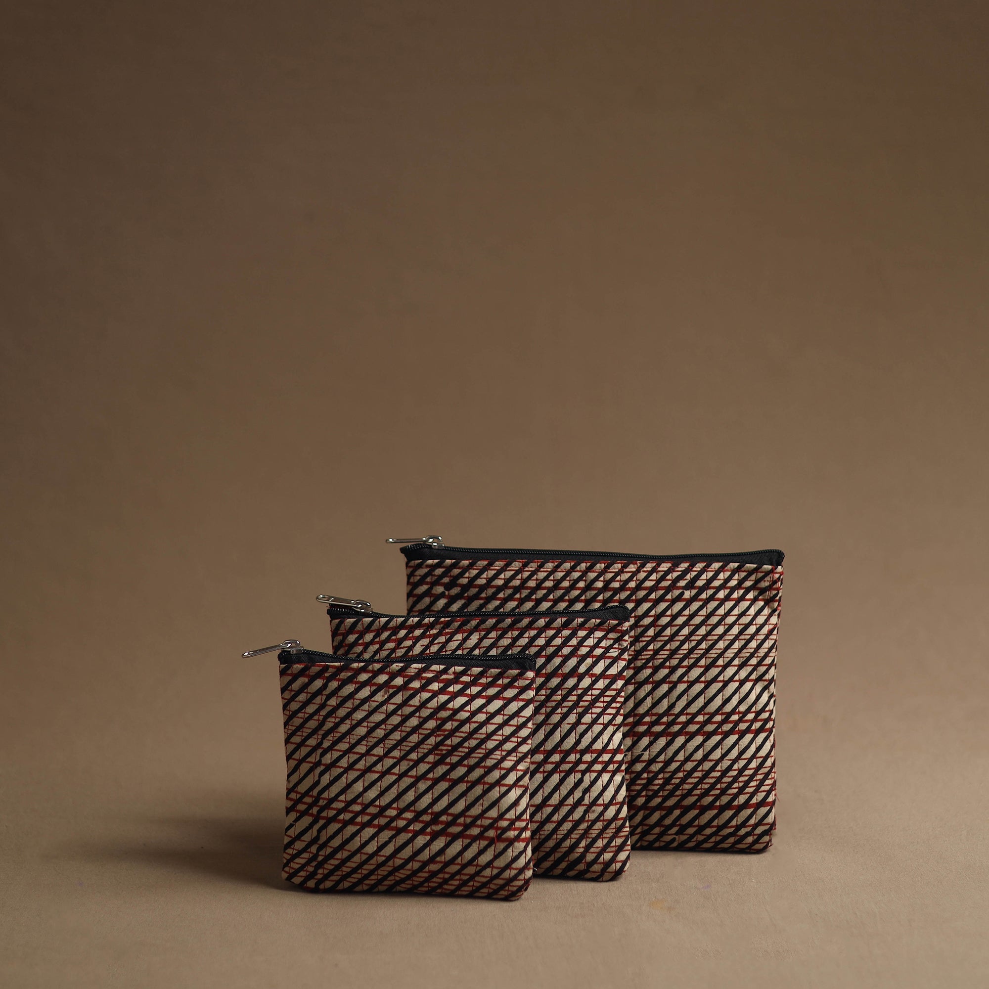 NOORI BAZAR Beige - Handmade Cotton Multipurpose Utility Pouches (set of 3) 16