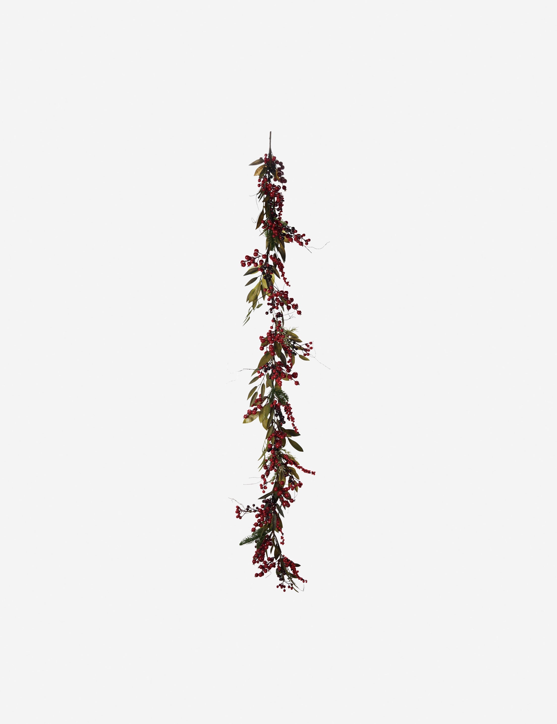 Lulu and Georgia Faux Spruce Garland with Red Berries and Pinecones