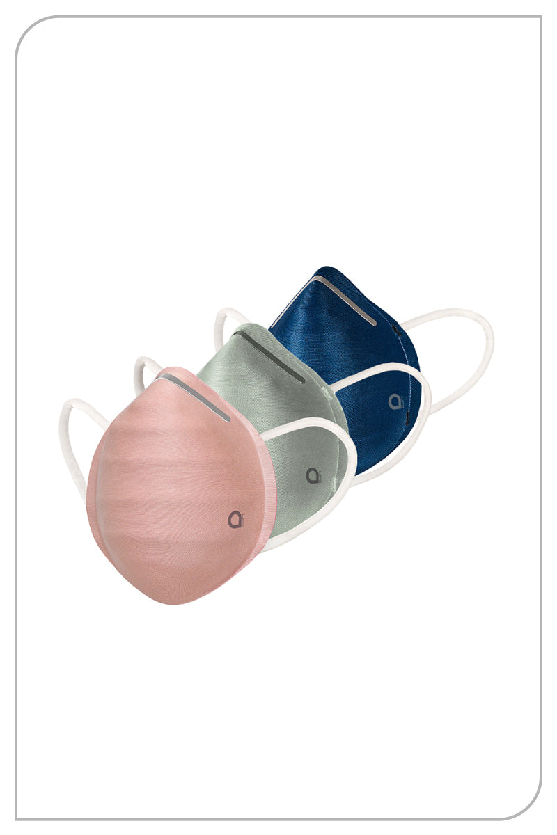 amante Ultra-light Contoured Fit Mask (Pack of 3) - D Blue-A Grey-Chlk Rose