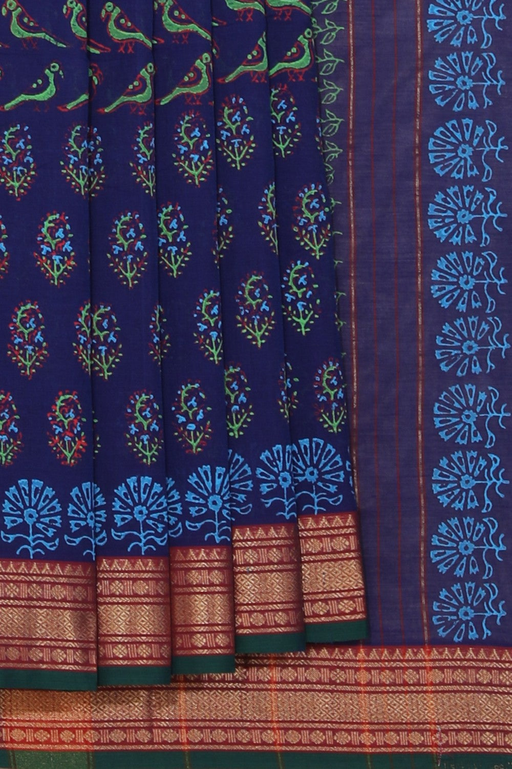 Kalanjali Ethnics Hand block printed cotton saree - view 2