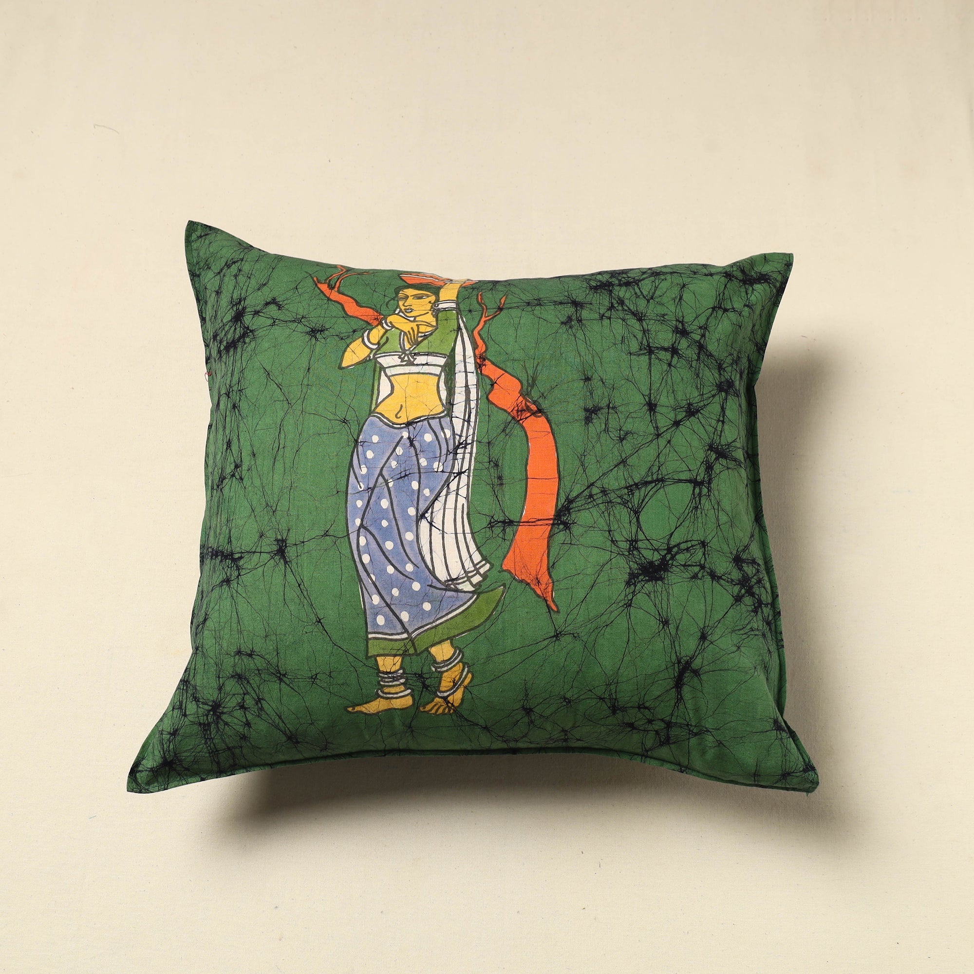 KACHCHH JI CHHAAP Pure Cotton Hand Batik Cushion Cover (18 x 18 in) 60