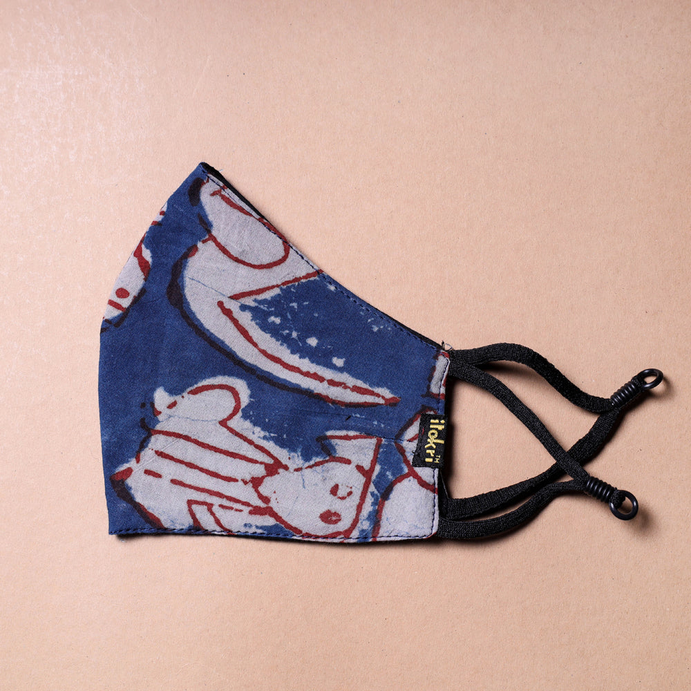 JALPARI Bindaas Block Print Cotton 3 Layer Snug Fit Face Cover