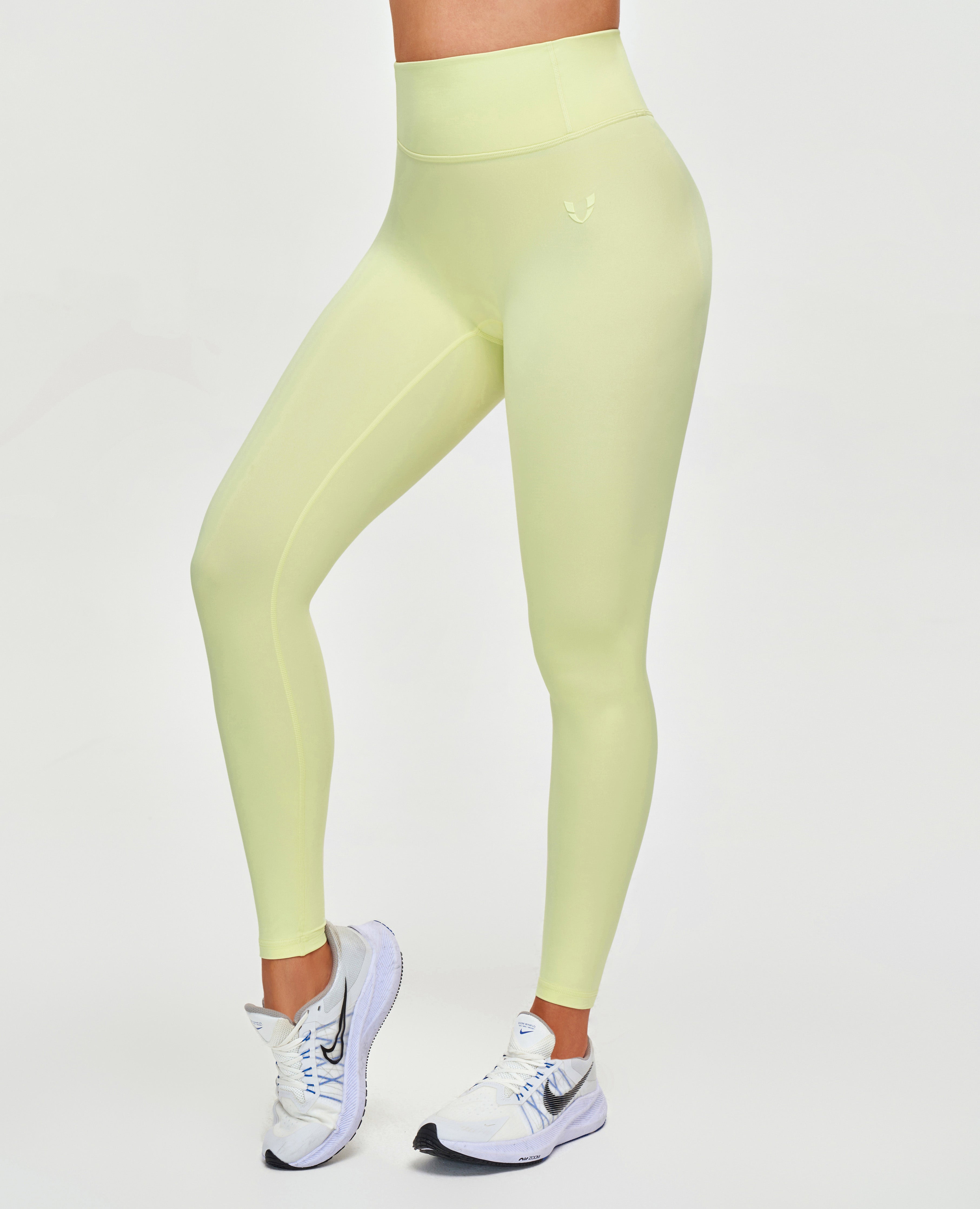 FIRM ABS High Waisted Workout Leggings - Light Yellow
