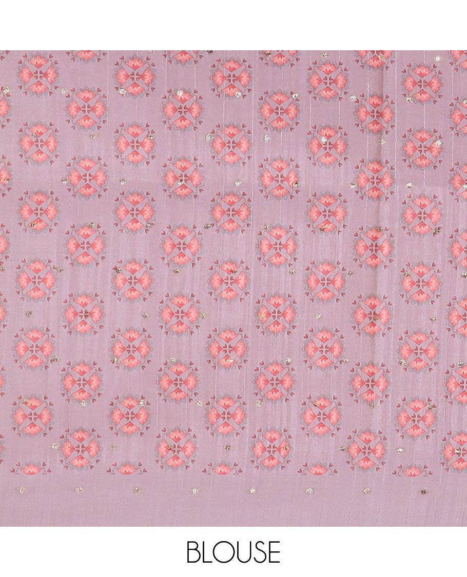 Pothys Cream mukesh print semi-banaras tussar saree with contrast plain border & paisley motifs pallu - view 2