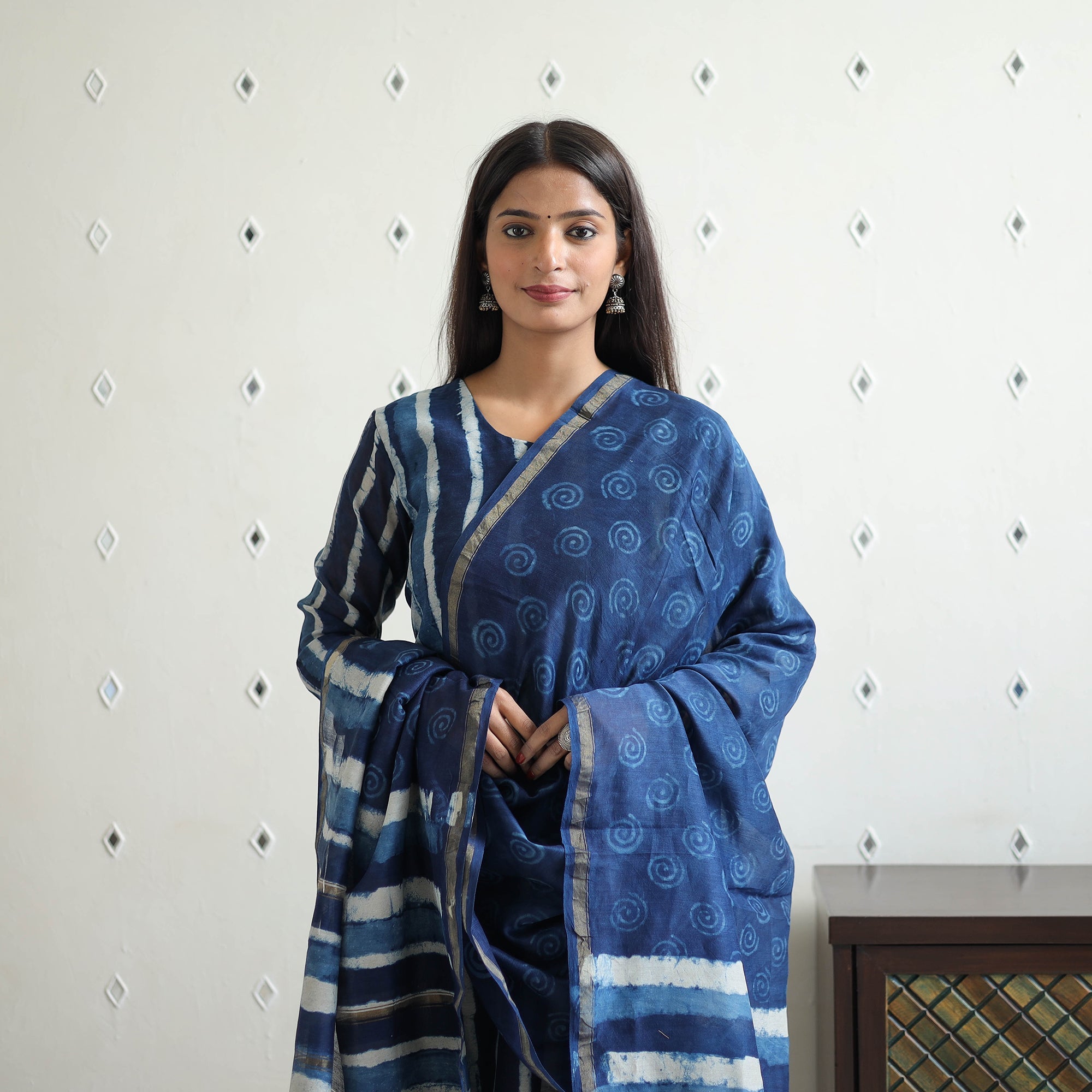 ITOKRI CASUALS Blue - Chanderi Silk Indigo Bagru Block Print Kurta Set 10