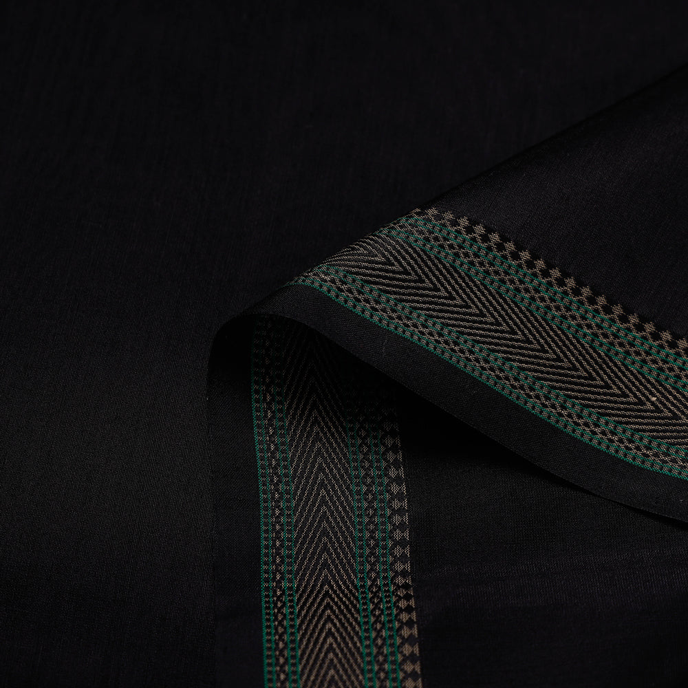 DASTKAR Black - Maheshwari Silk Cotton Pure Handloom Zari Border Fabric - view 2