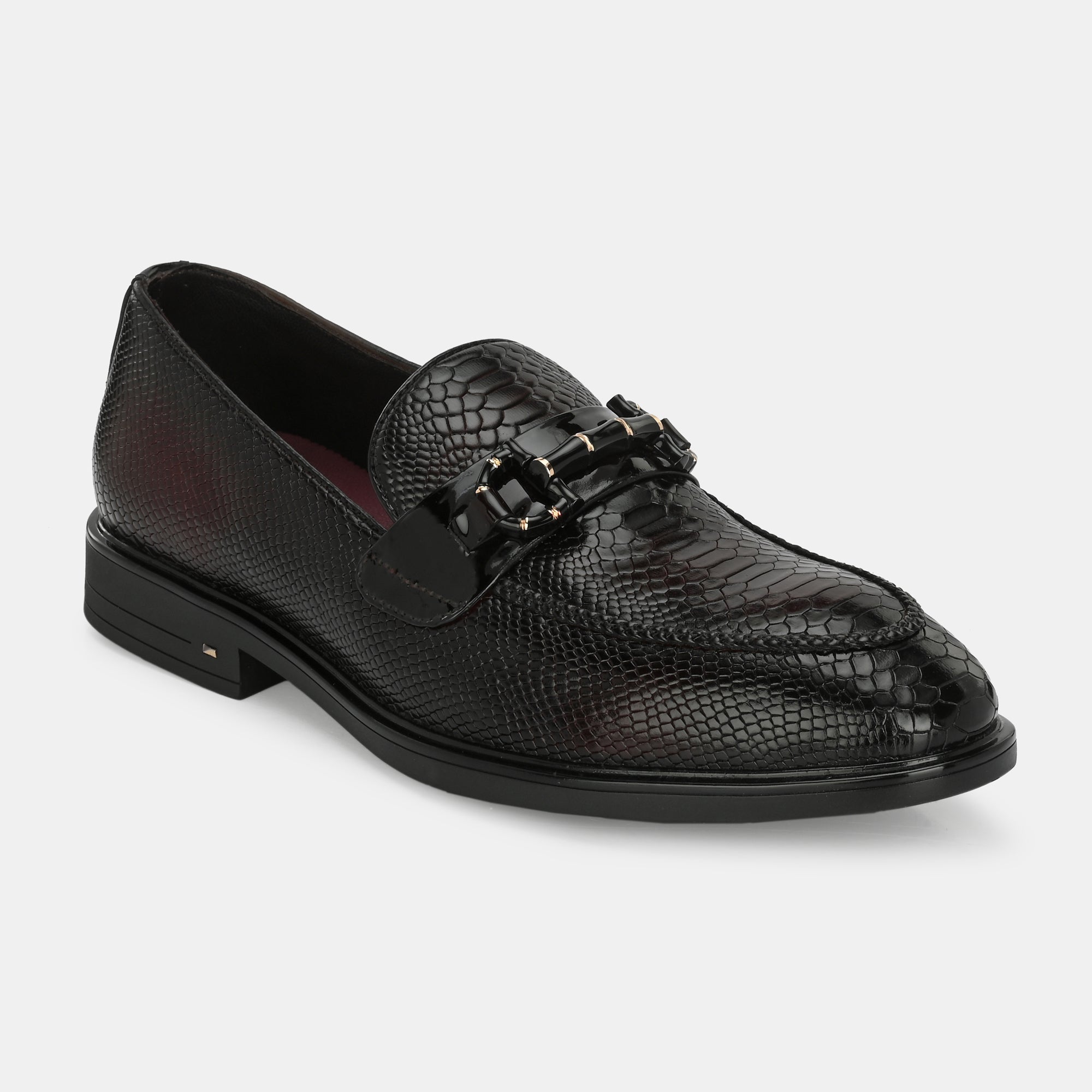 Cherry Textured Buckled Loafers by Lafattio - view 3