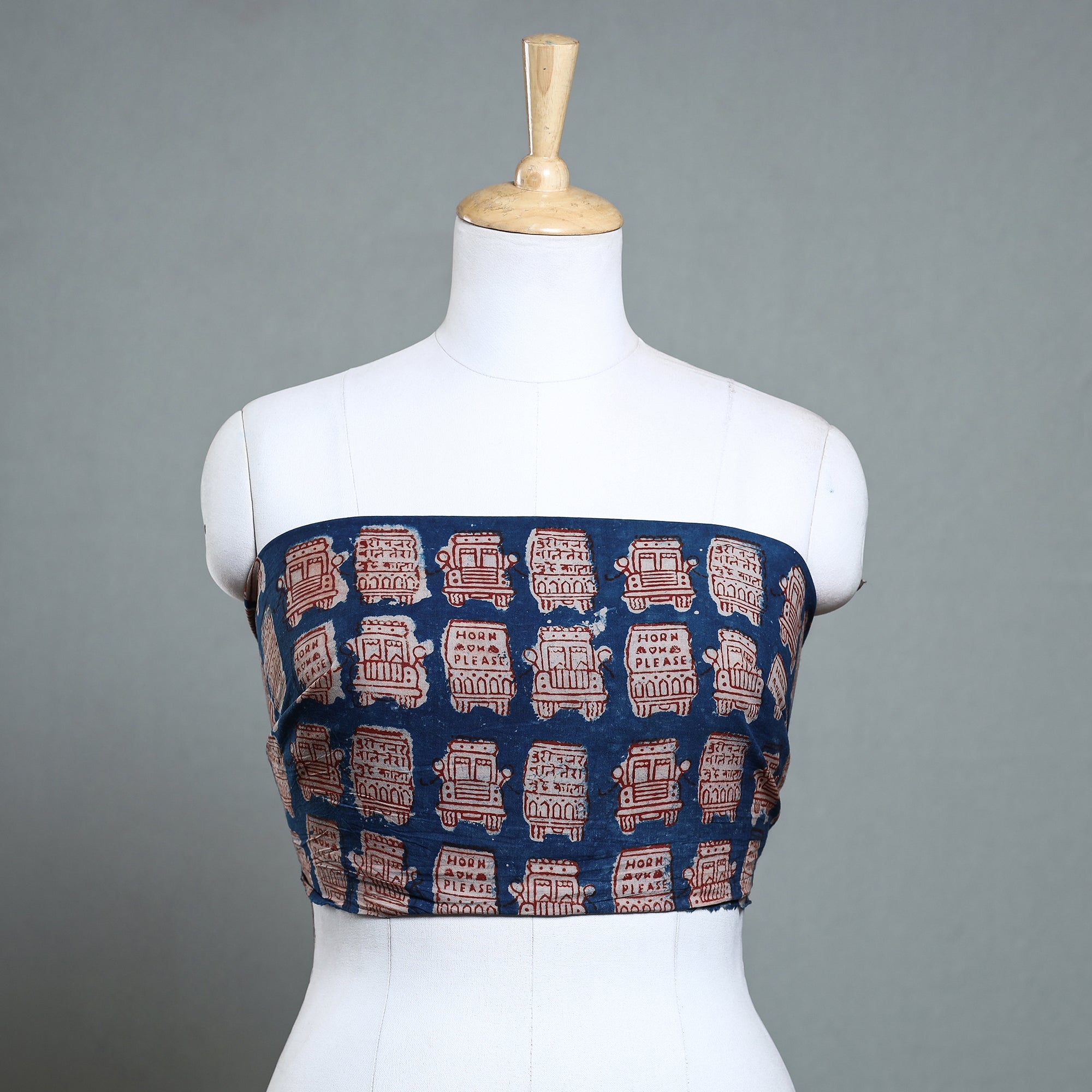 NOORI BAZAR Blue - Bindaas Block Art Printed Cotton Blouse Piece