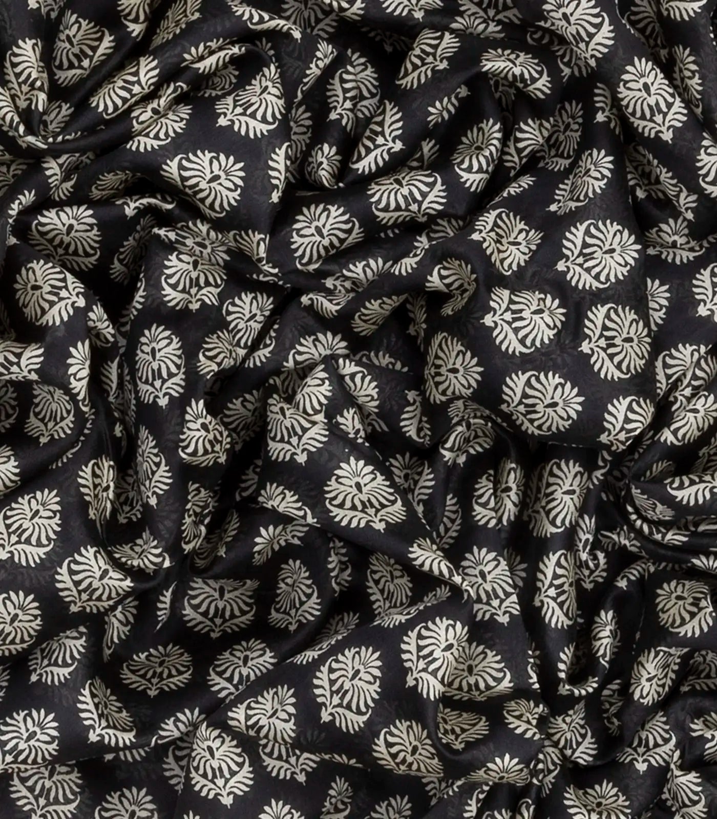 RmKV Black Handloom Chanderi Cotton Saree With Printed Floral Motifs-Black - view 3