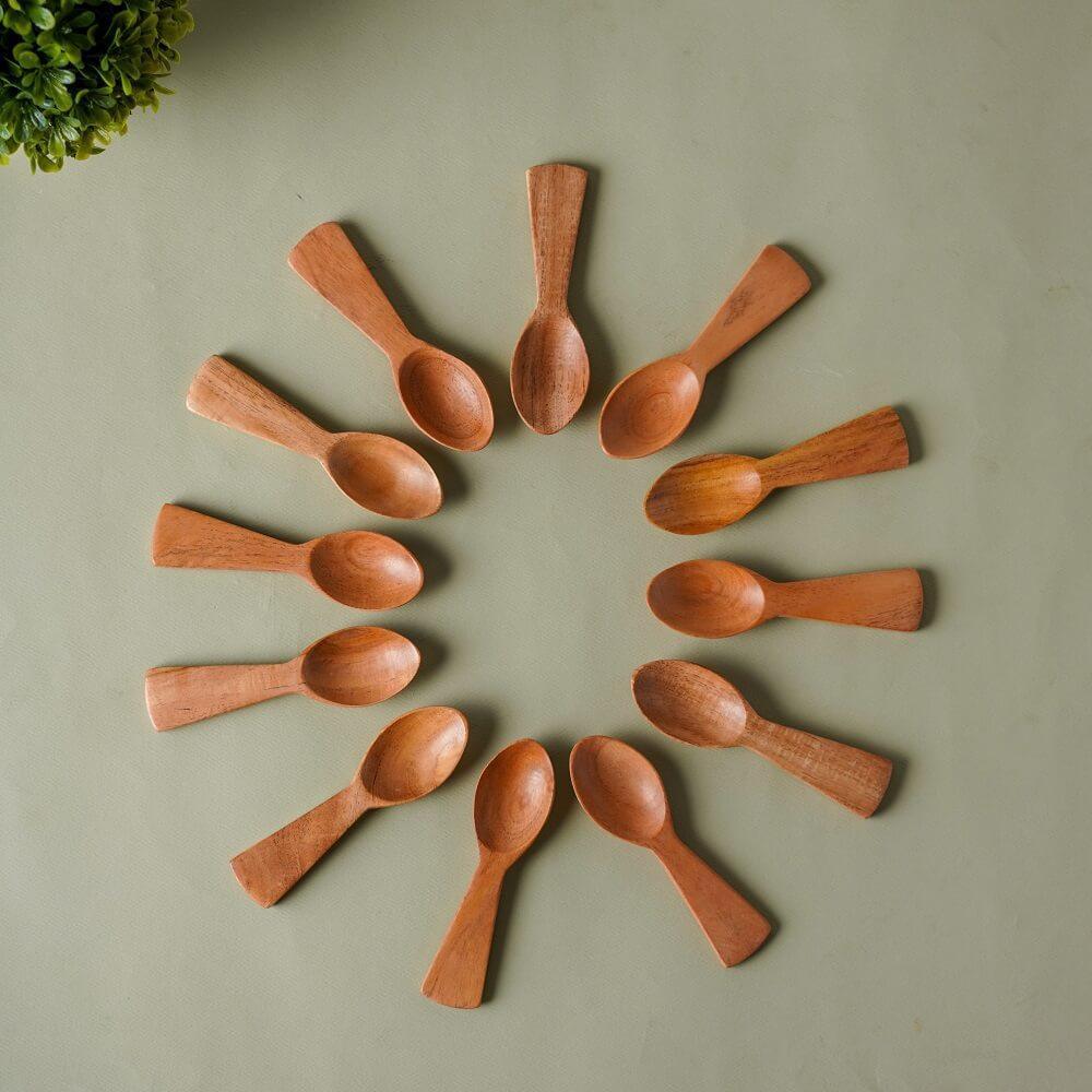 The Indus Valley Neem Wood Condiments Spoon - Set of 12