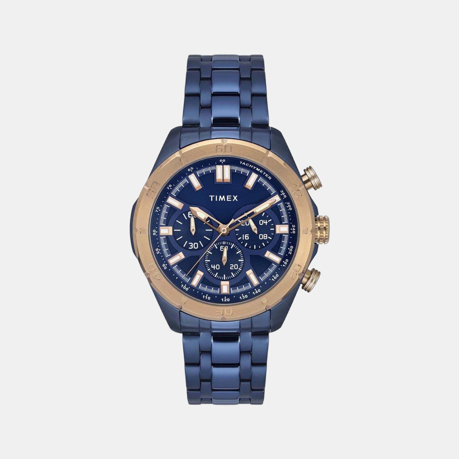 Timex E Class Men Quartz Blue Dial Chronograph Stainless Steel Watch TWEG20300