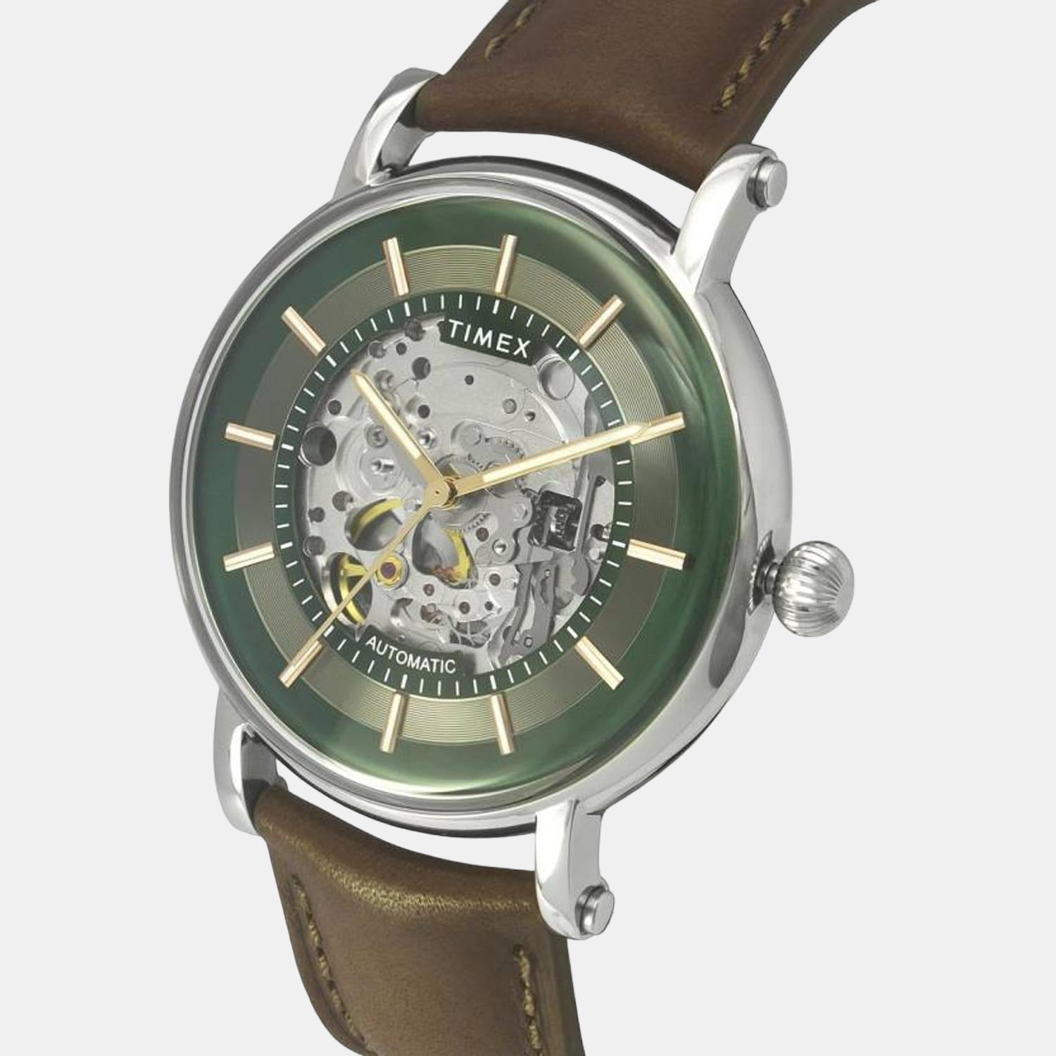 Timex E Class Men Automatic Green Dial Analog Leather Watch TWEG16717 - view 2