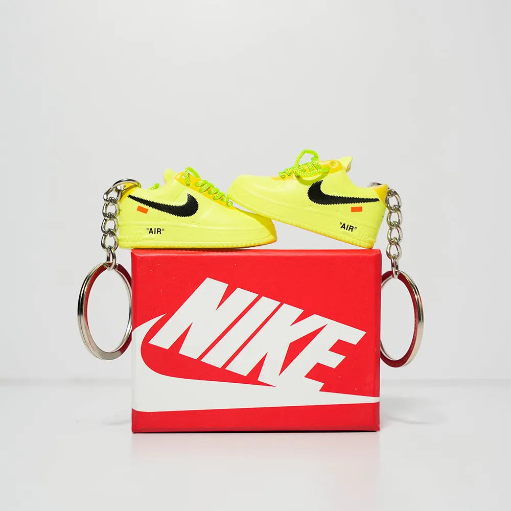 Kicks Machine 3D Sneaker Keychain With Box - Nike AF1 X Low Off- white Volt