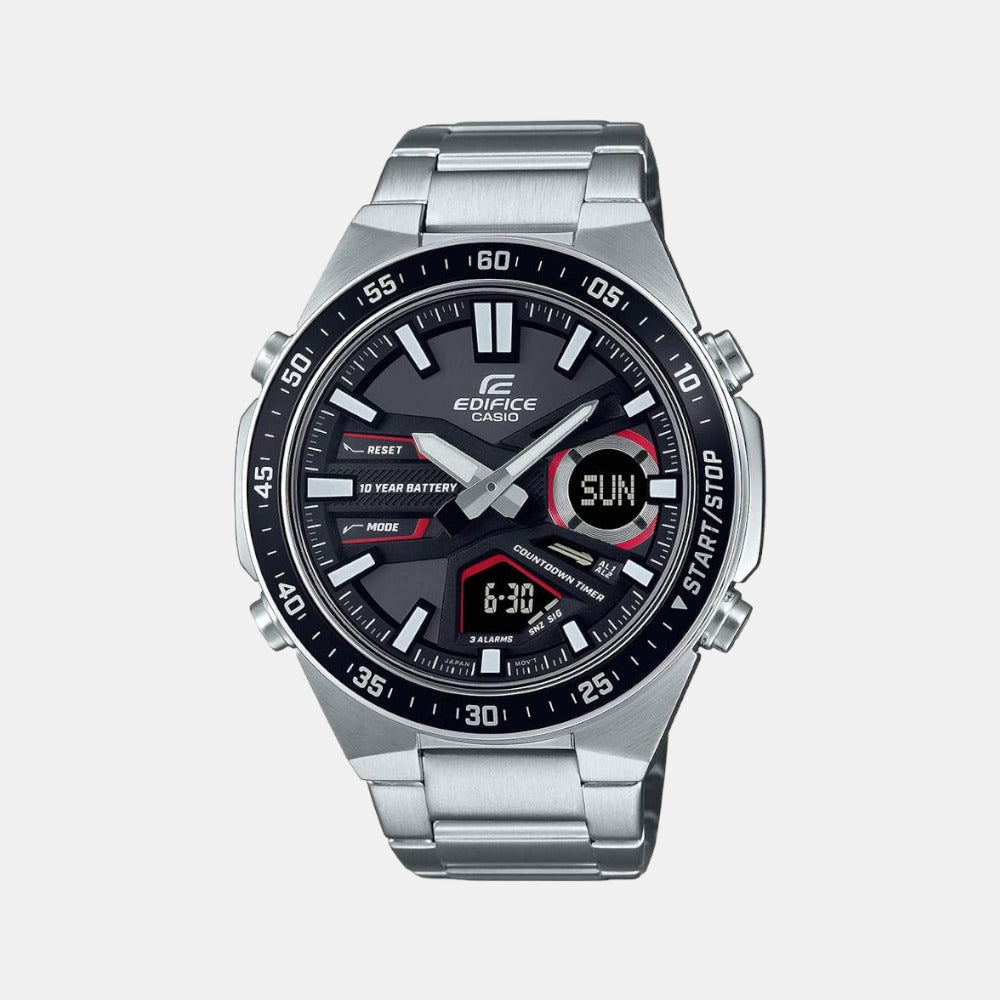 Casio Edifice Men Quartz Black Dial Chronograph Stainless Steel Watch ED551