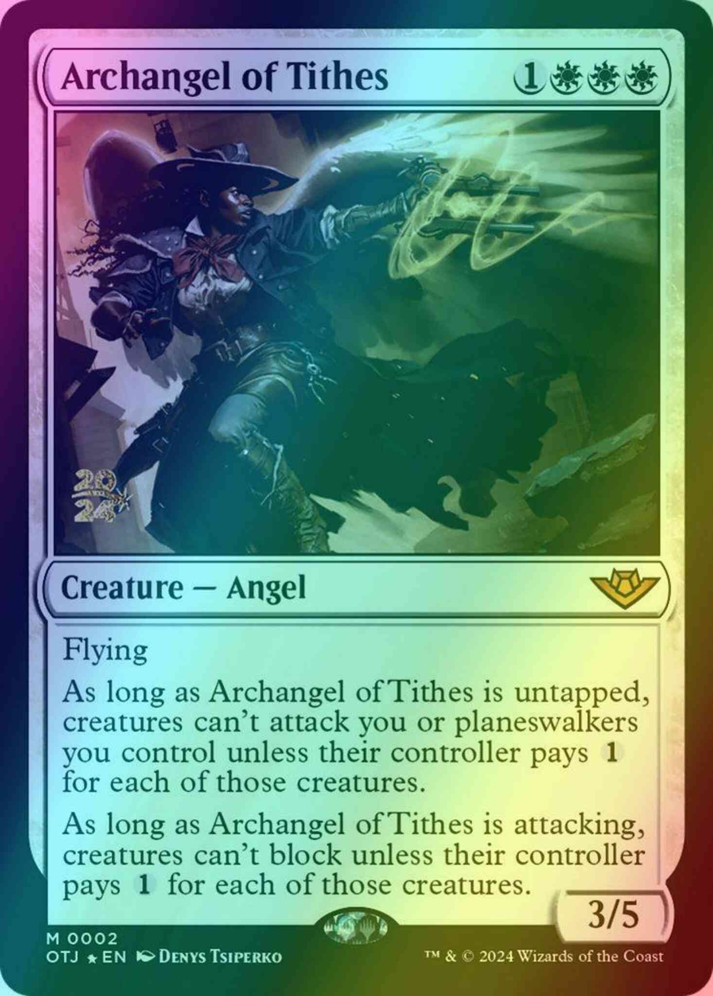 Magic Archangel of Tithes [2s] [Prerelease] [Outlaws of Thunder Junction: Promos] [Foil]