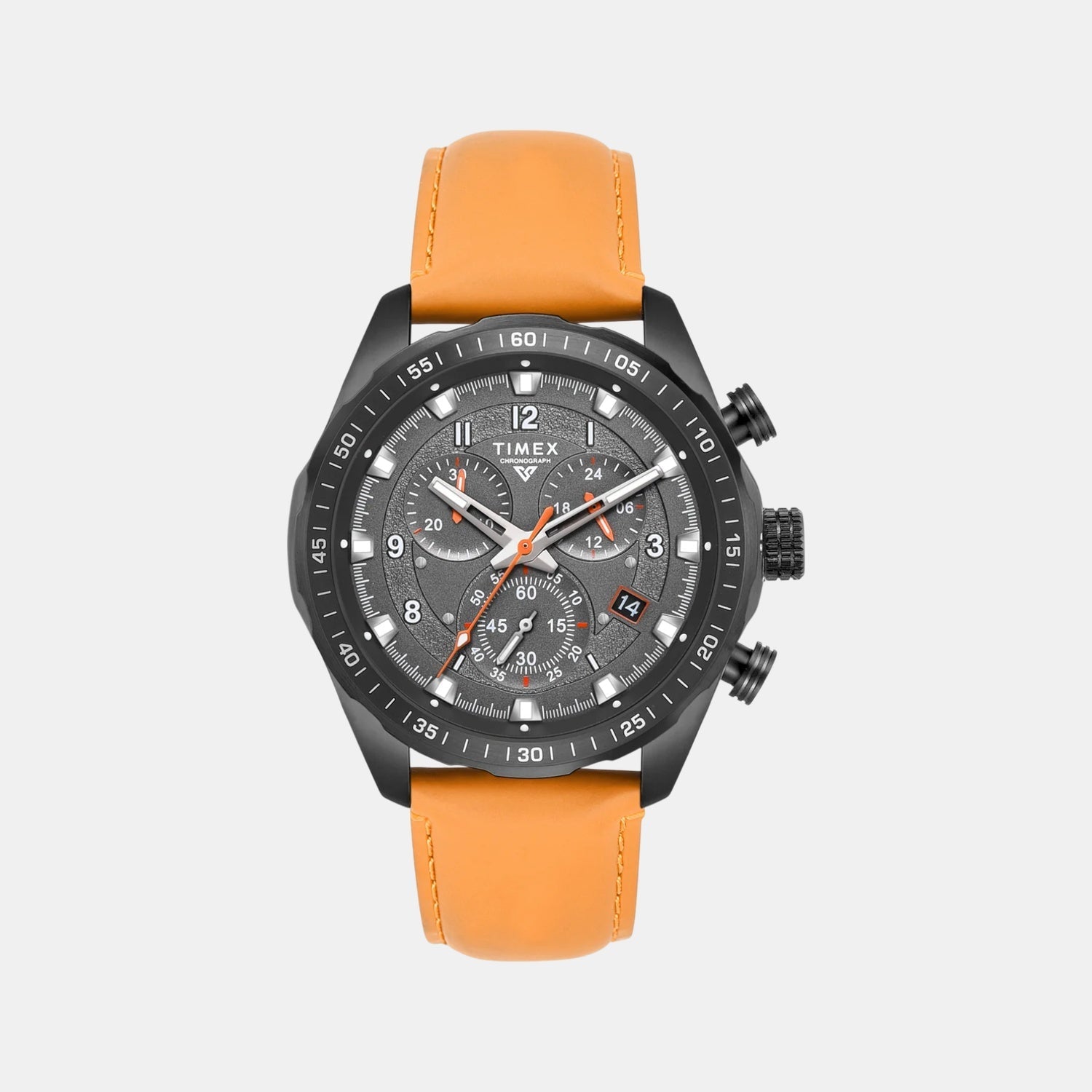 Timex Fashion Men Quartz Grey Dial Chronograph Leather Watch TWEG26002