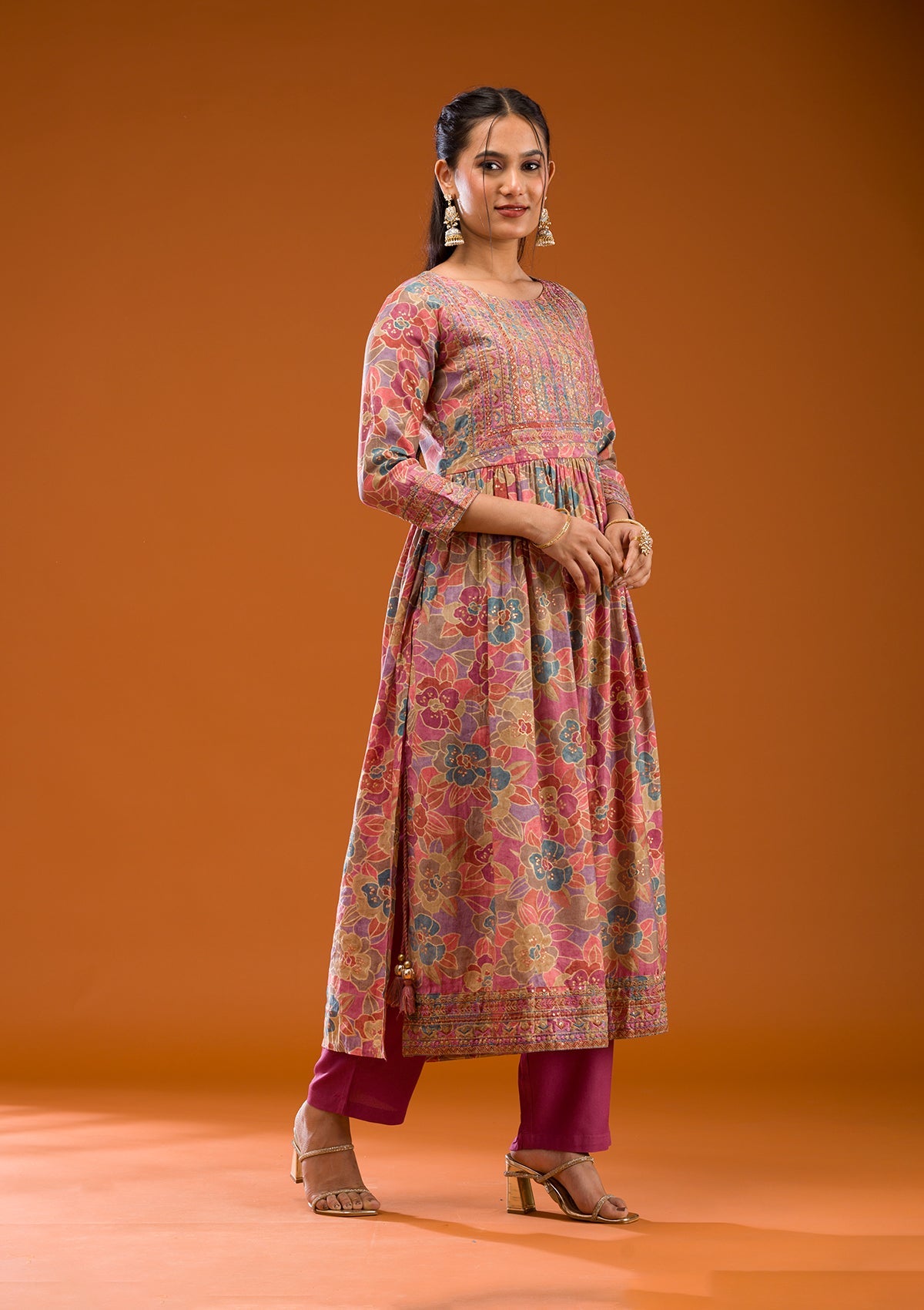 Koskii Multi Printed Semi Crepe Readymade Salwar Suit - view 4
