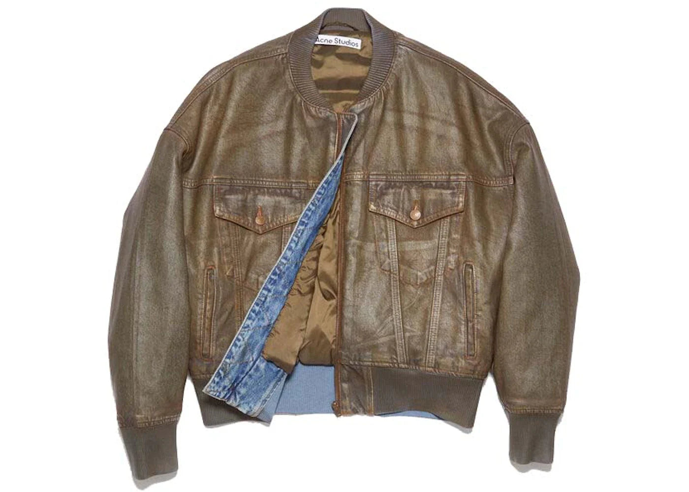 Acne Studios Dyed Denim Bomber Jacket Blue/Beige