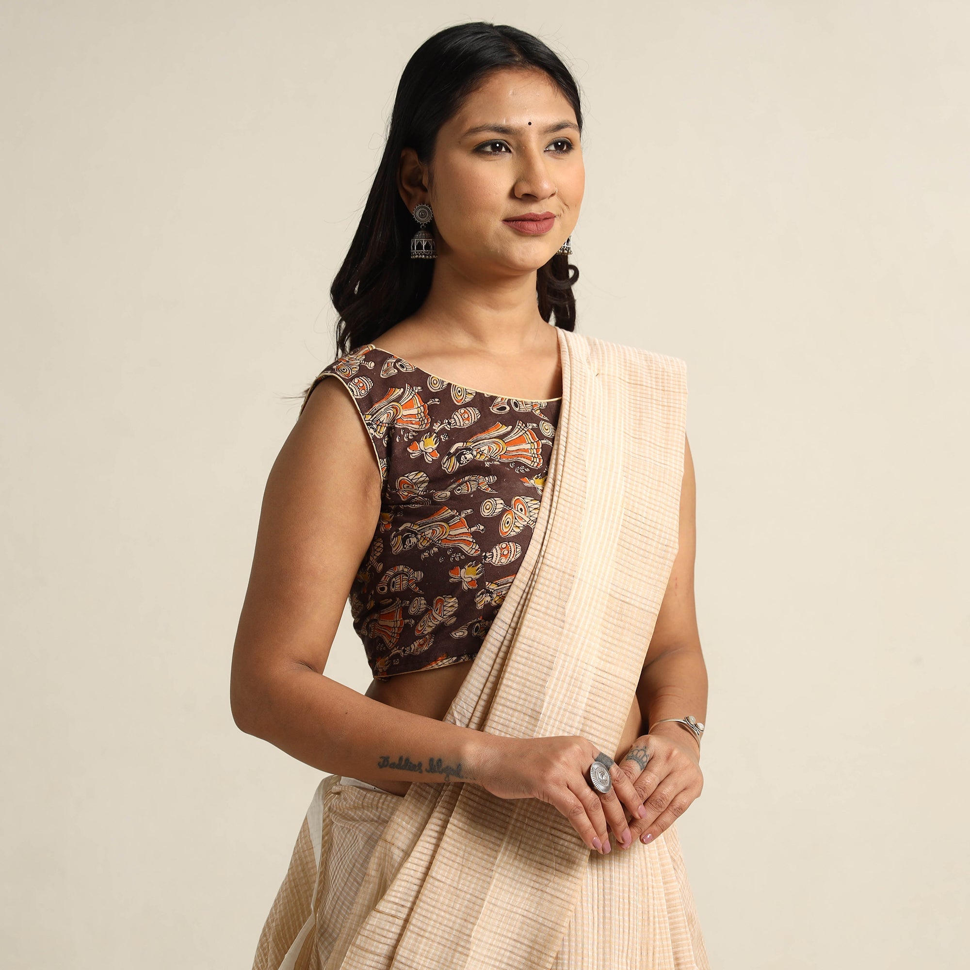ITOKRI CASUALS Brown - Kalamkari Printed Cotton Stitched Blouse 04 - view 3