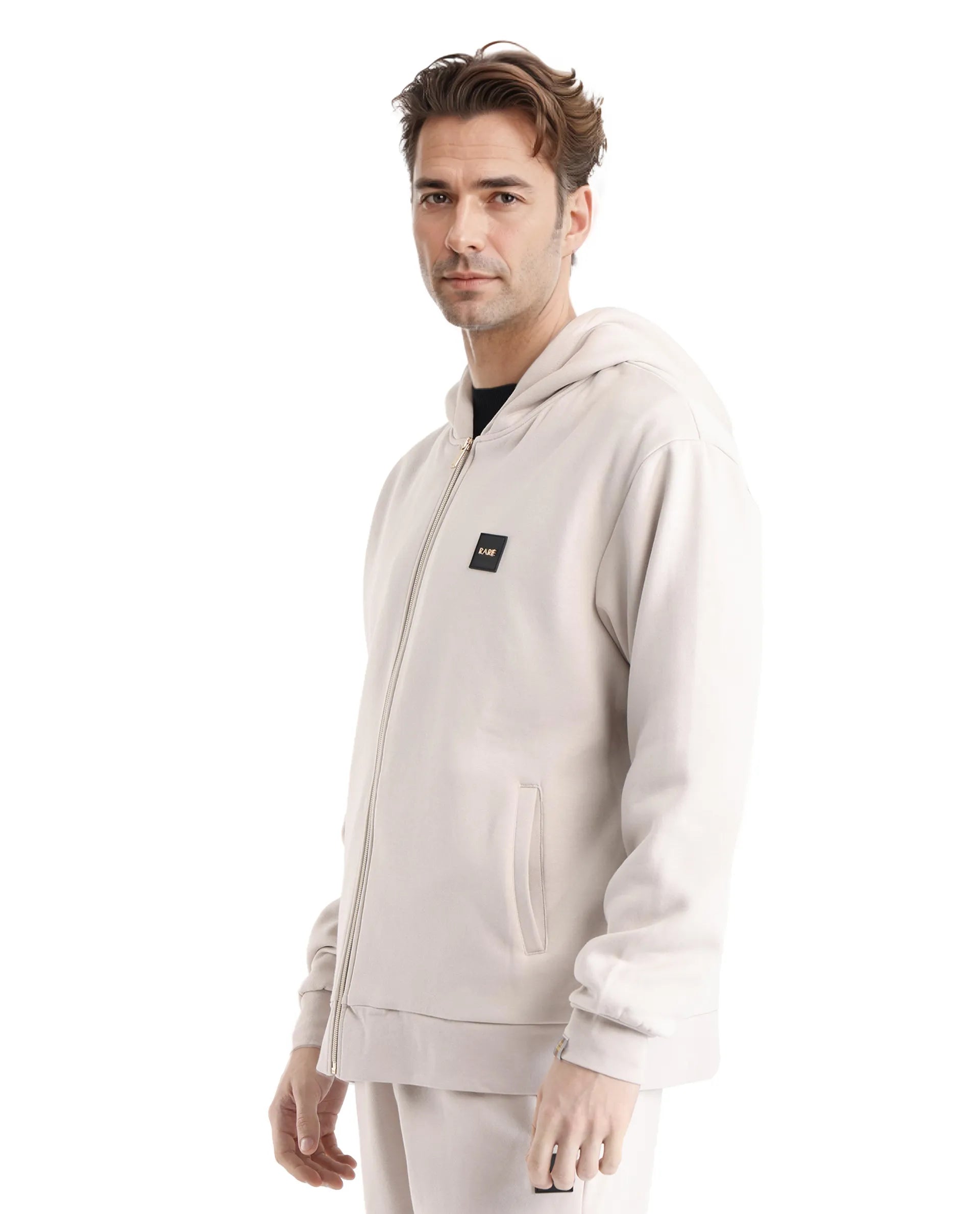 Rare Rabbit Men Anderson-2 Off White Full Sleeve Hooded Zipper Closure Plain Sweatshirt - view 7