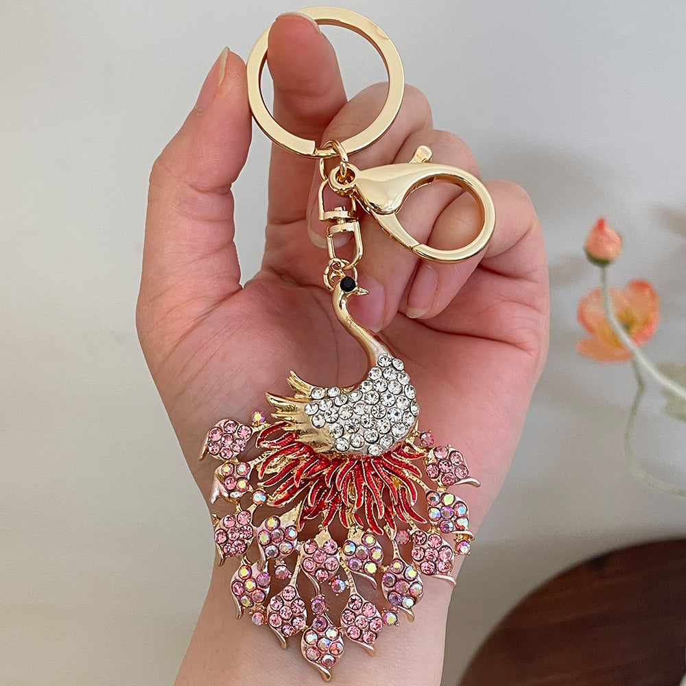 Peeperly Glistening Crystal Gems Peacock Keychain - view 5