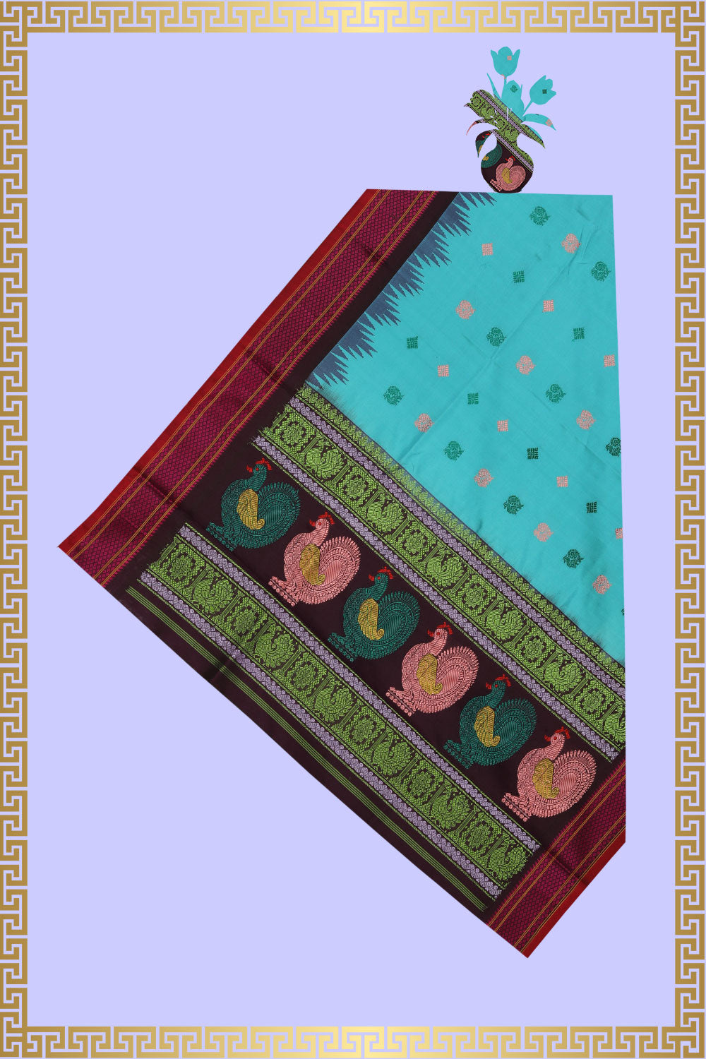 Kalanjali Gadwal Silk Sea Blue Dupatta