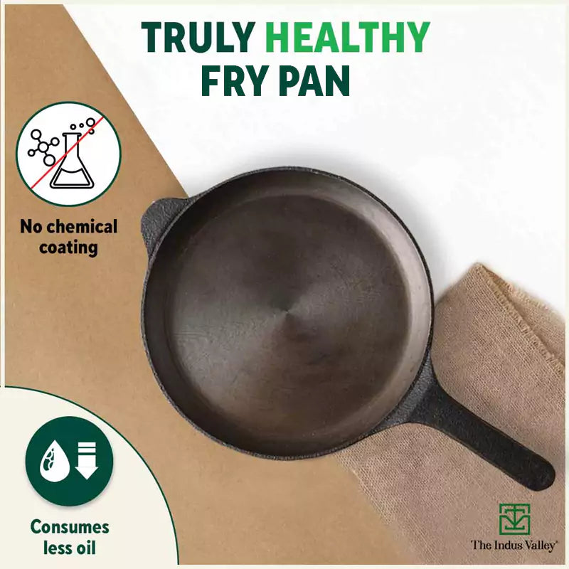 The Indus Valley Super Smooth Cast Iron Shallow Fry Pan,Pre-seasoned, Nonstick, 100% Pure, Toxin-free, Induction, 25.4cm, 1.8kg - view 4