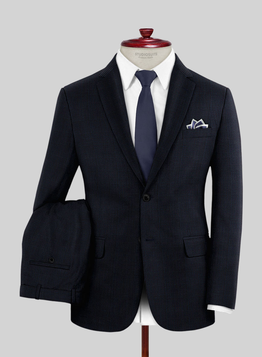 StudioSuits Napolean Alda Gingham Dark Blue Wool Suit - view 2