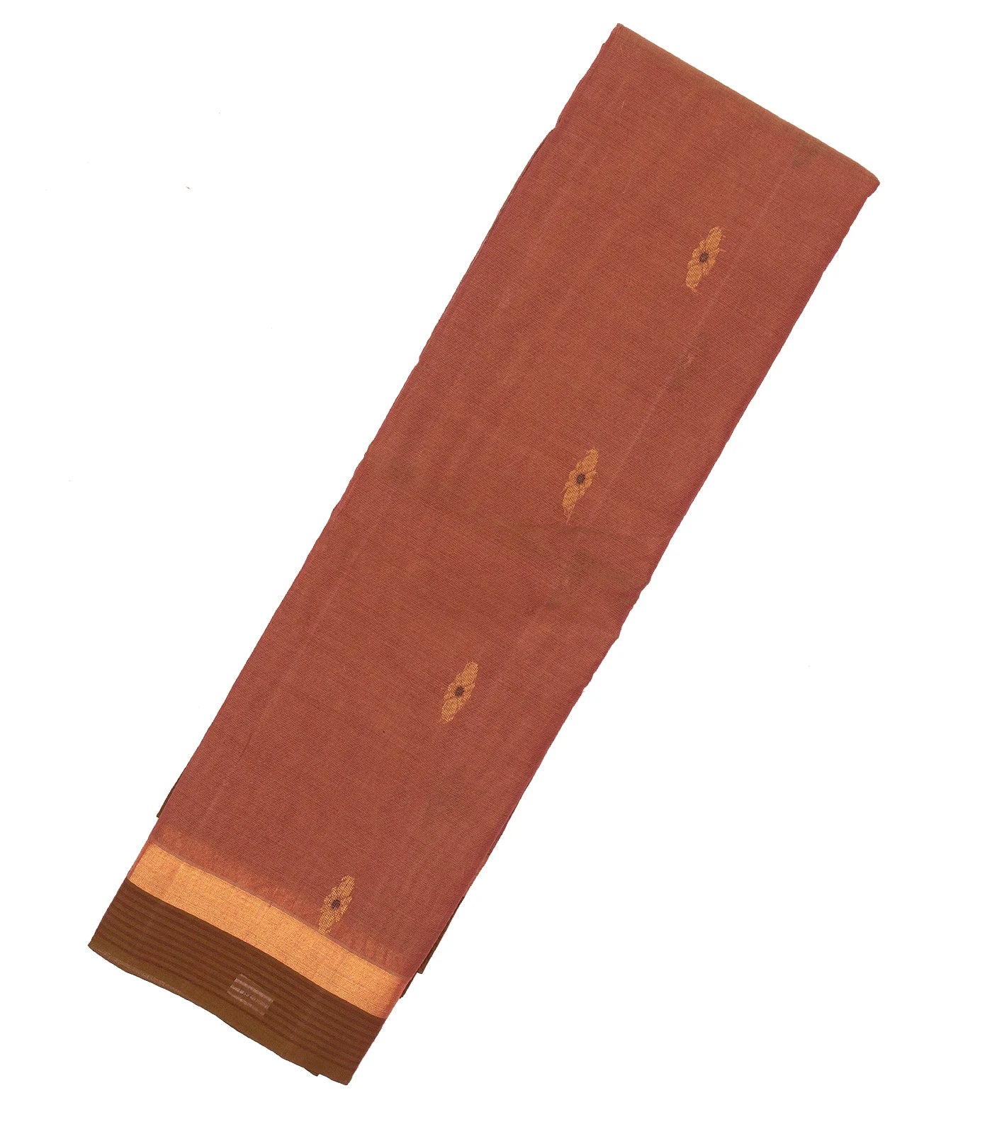 RmKV Chestnut Pink Handloom Village Cotton Saree With Floral Buttas.
