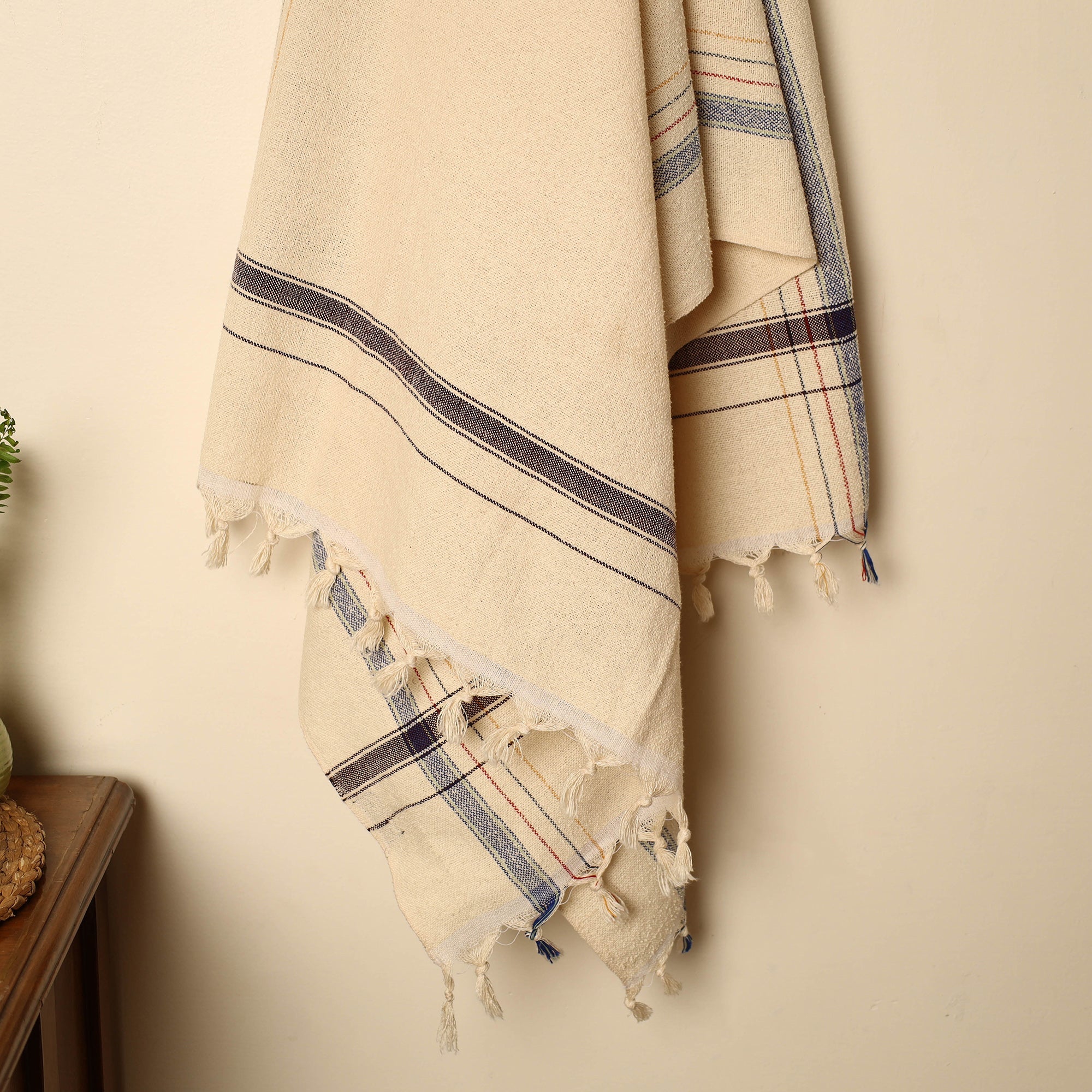 GWALIOR HANDLOOMS Beige - Handloom Fine Cotton Plain Bath Towel 03 - view 2